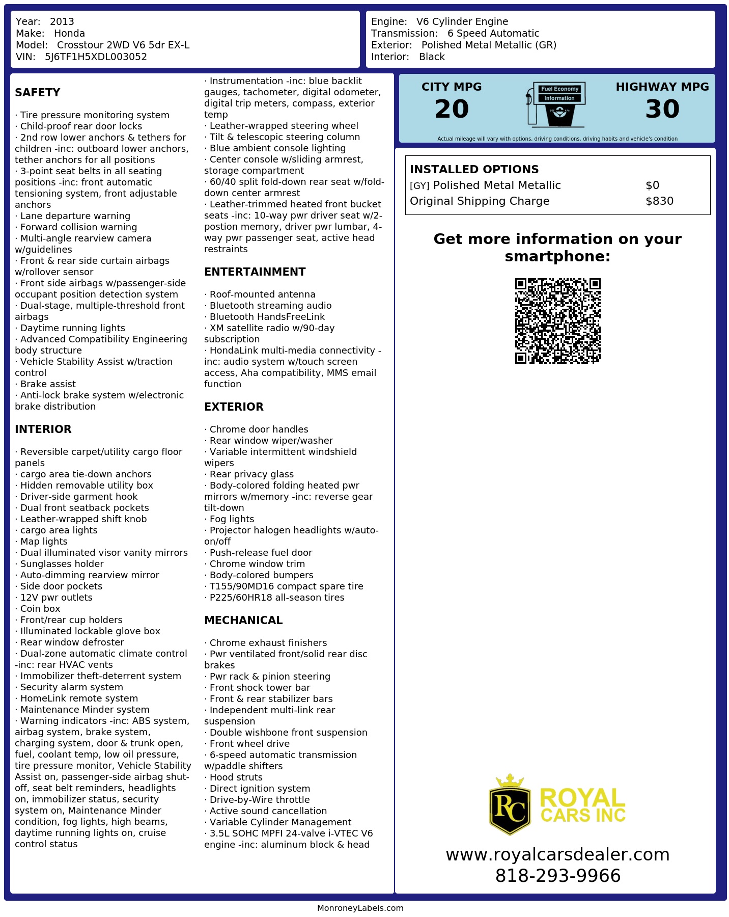 Monroney Label