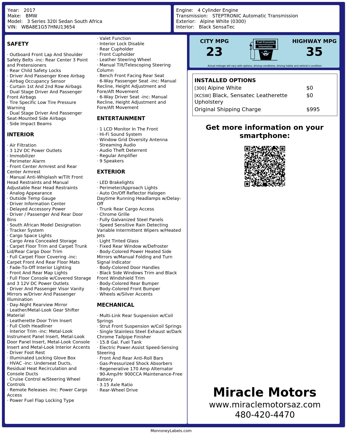 Monroney Label