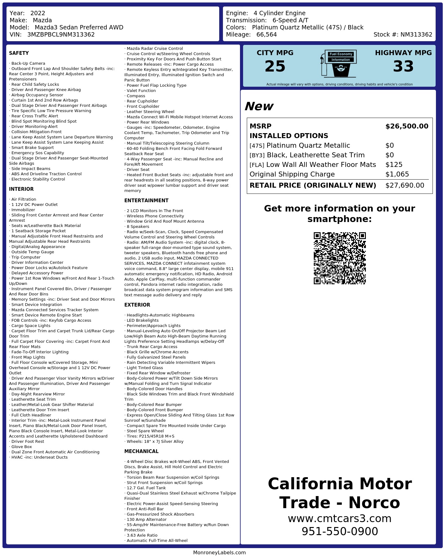 Monroney Label