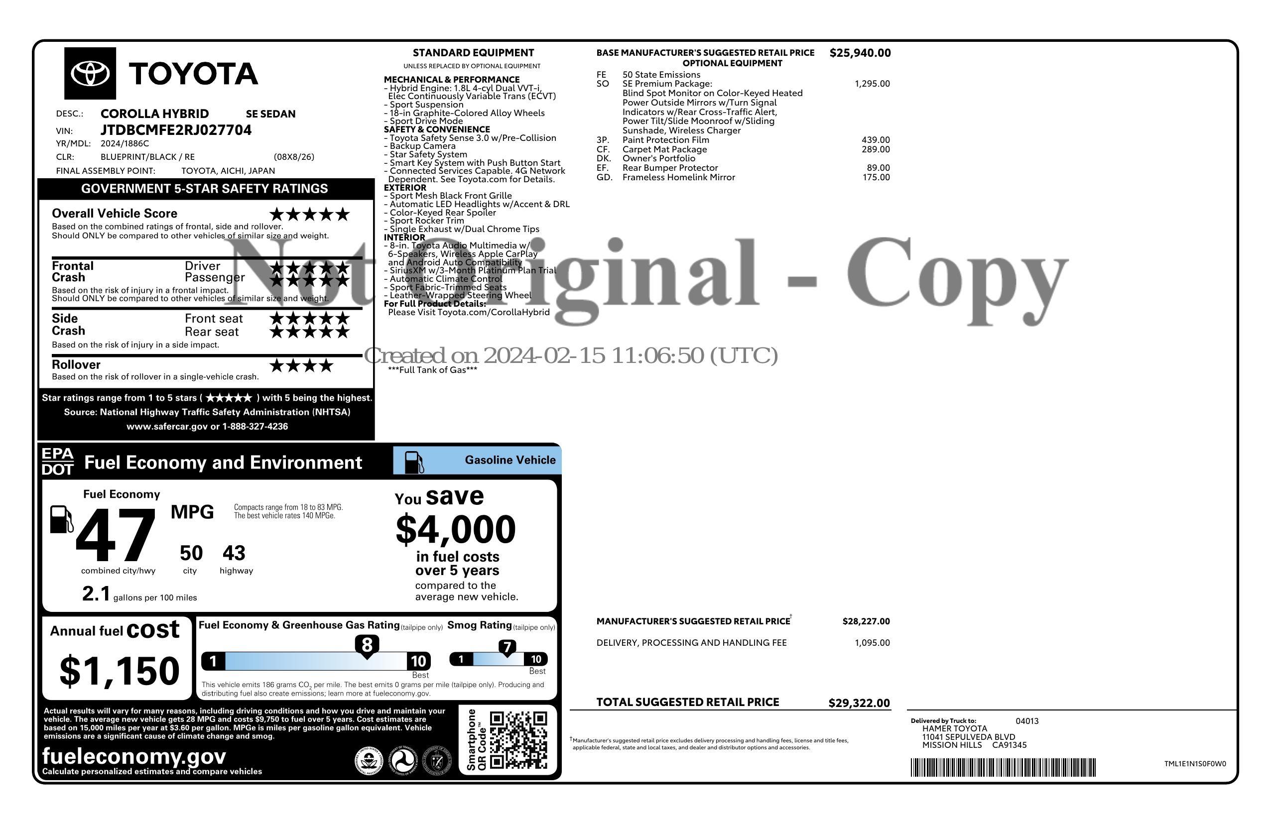 Monroney Label