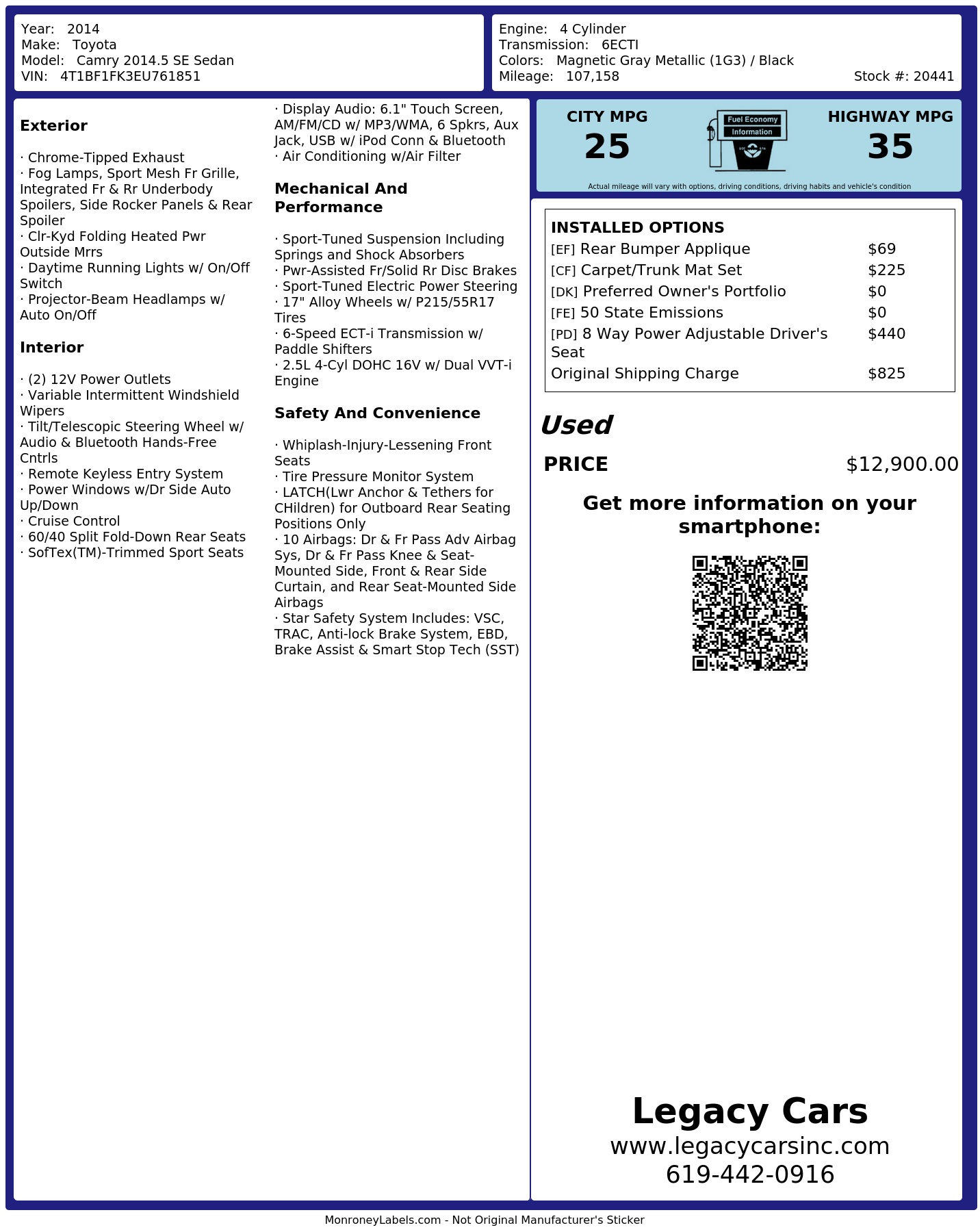Monroney Label