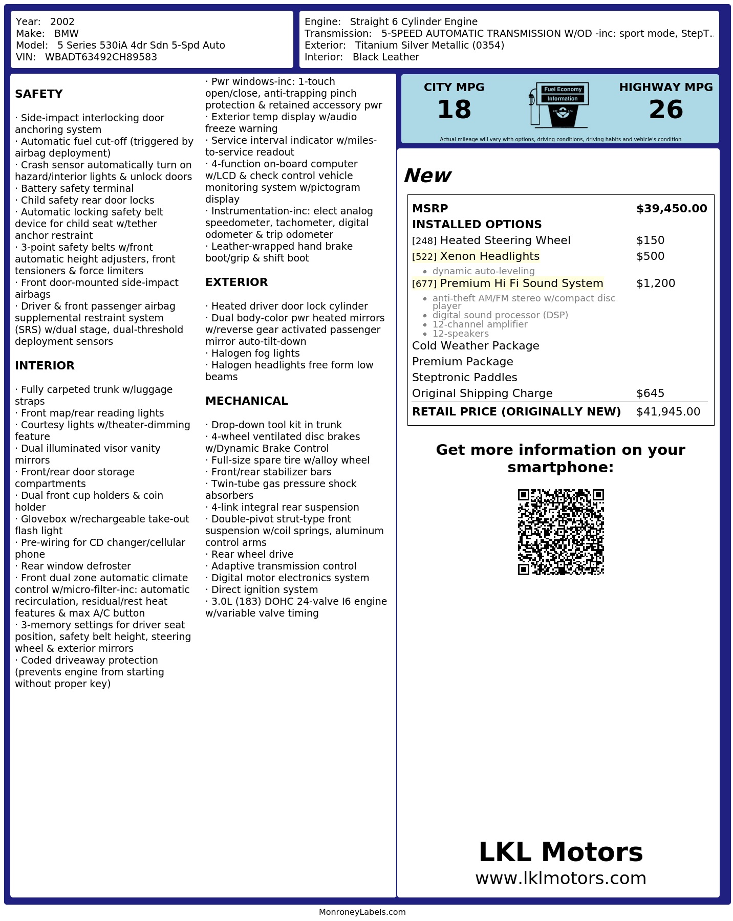 Monroney Label