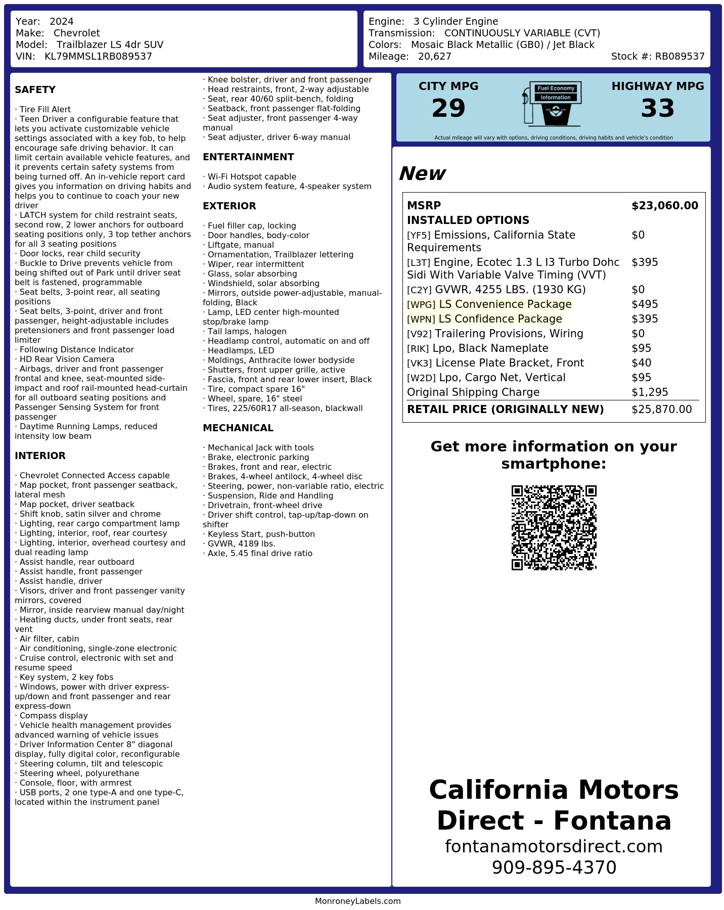 Monroney Label