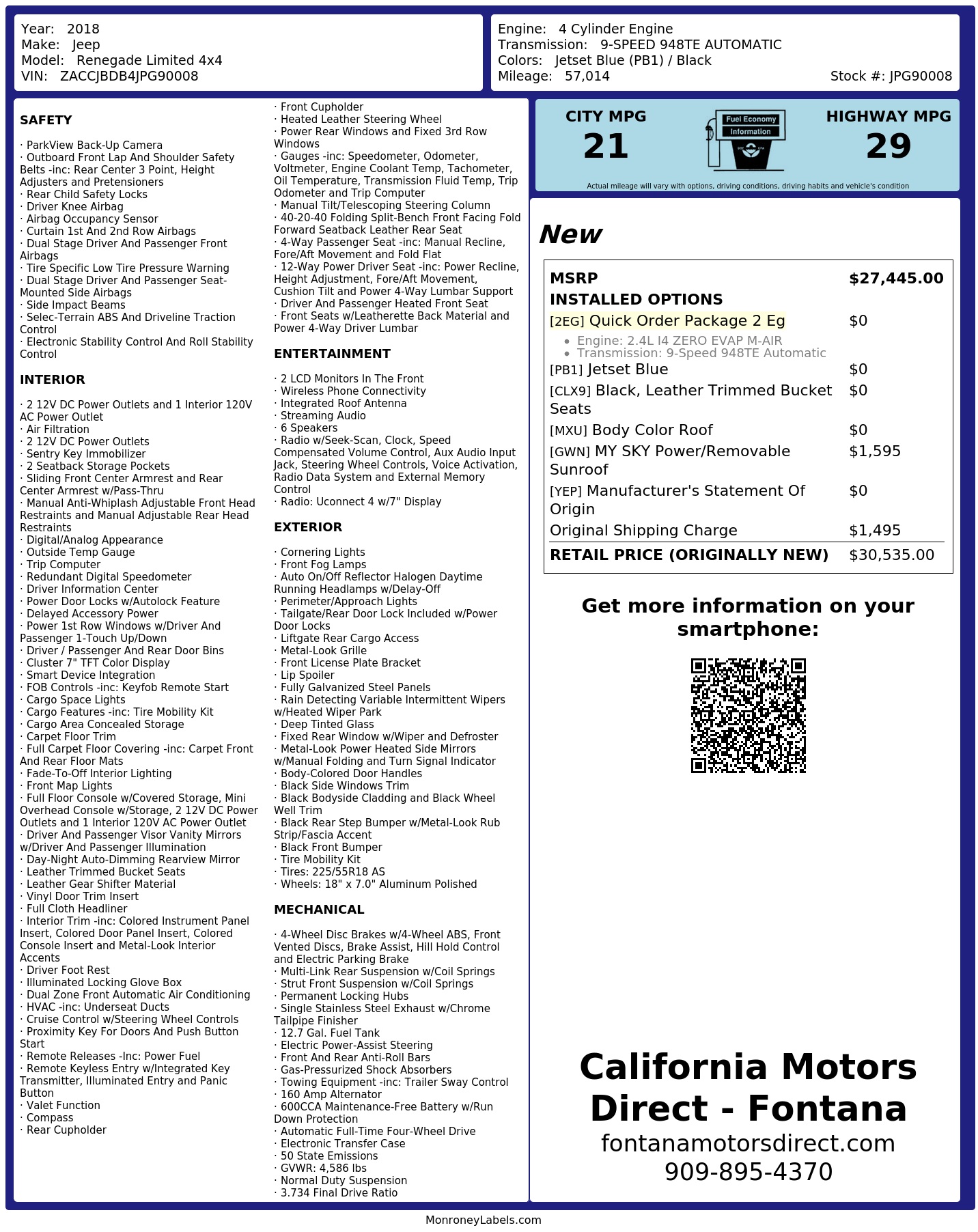 Monroney Label