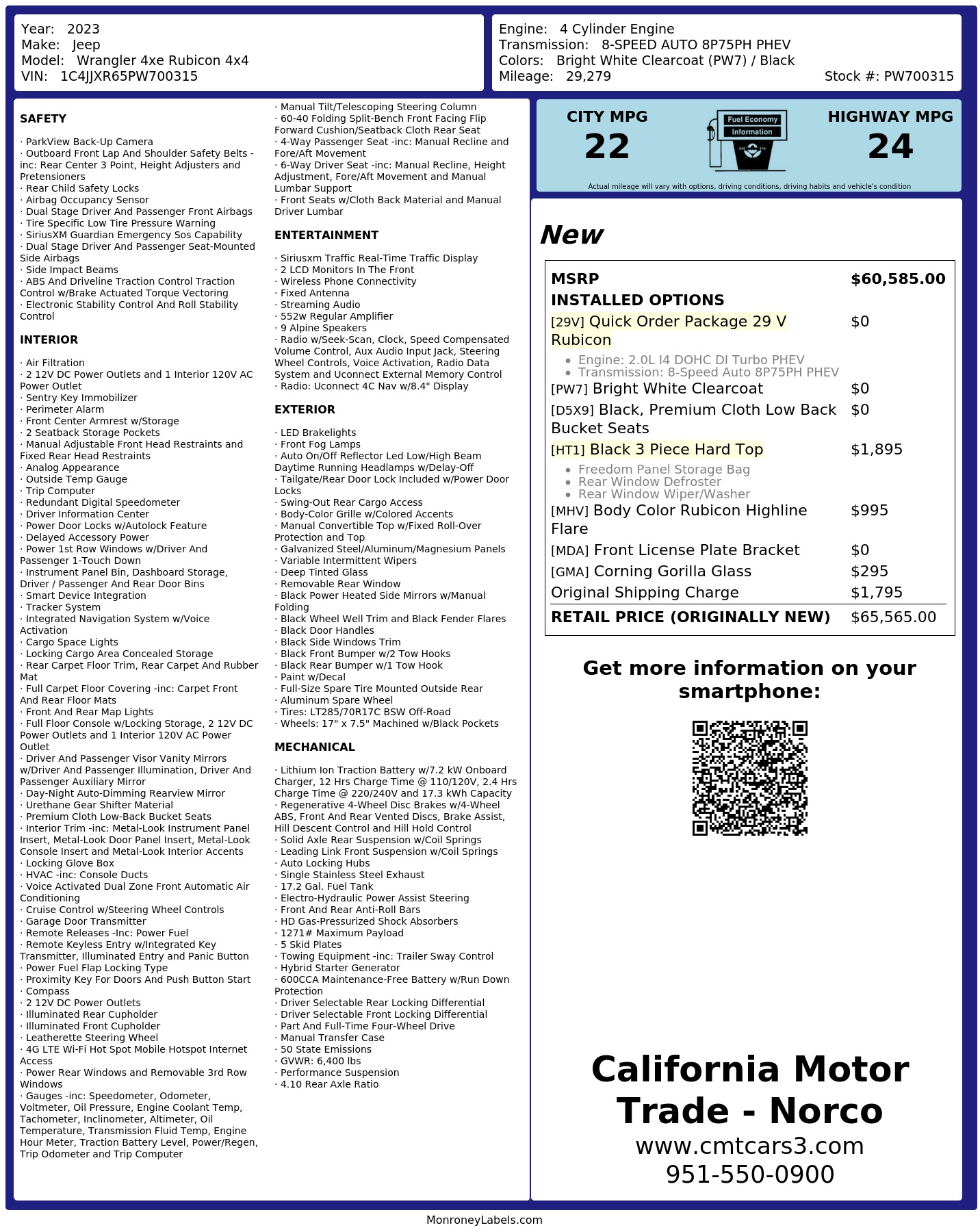 Monroney Label
