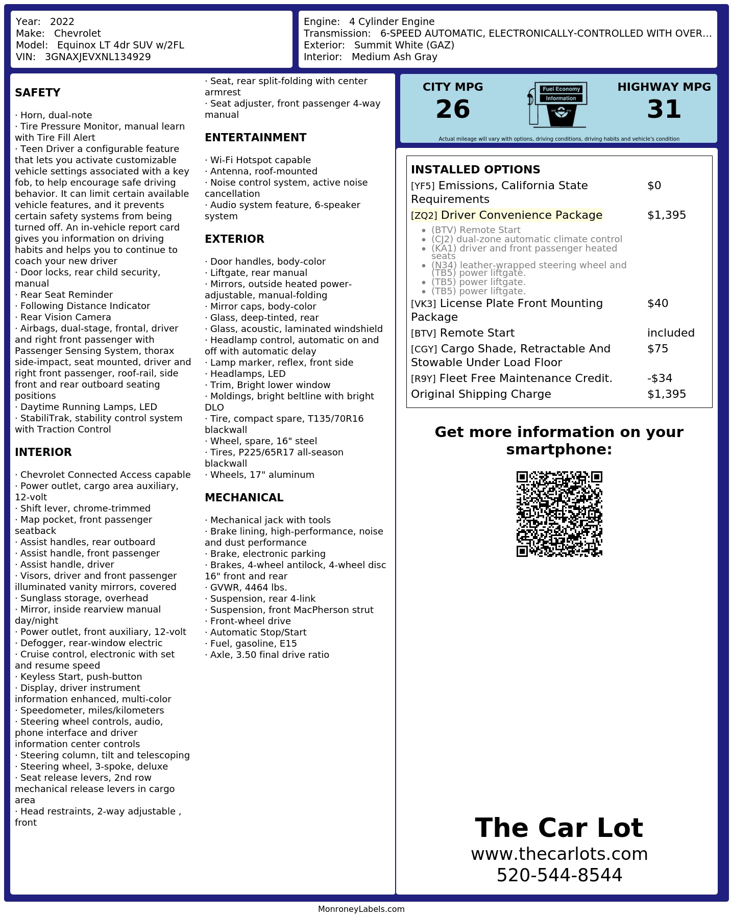 Monroney Label