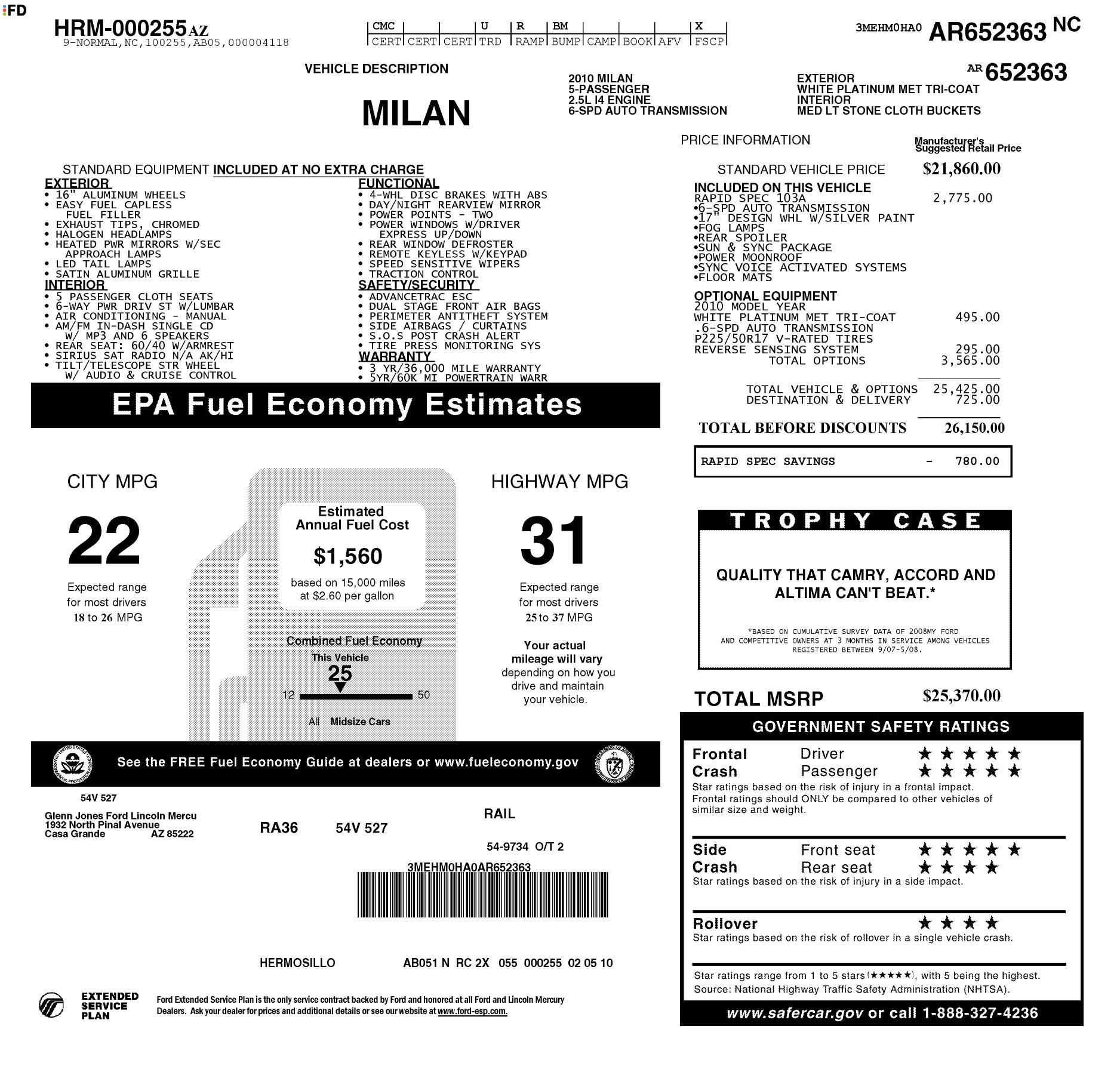 Monroney Label