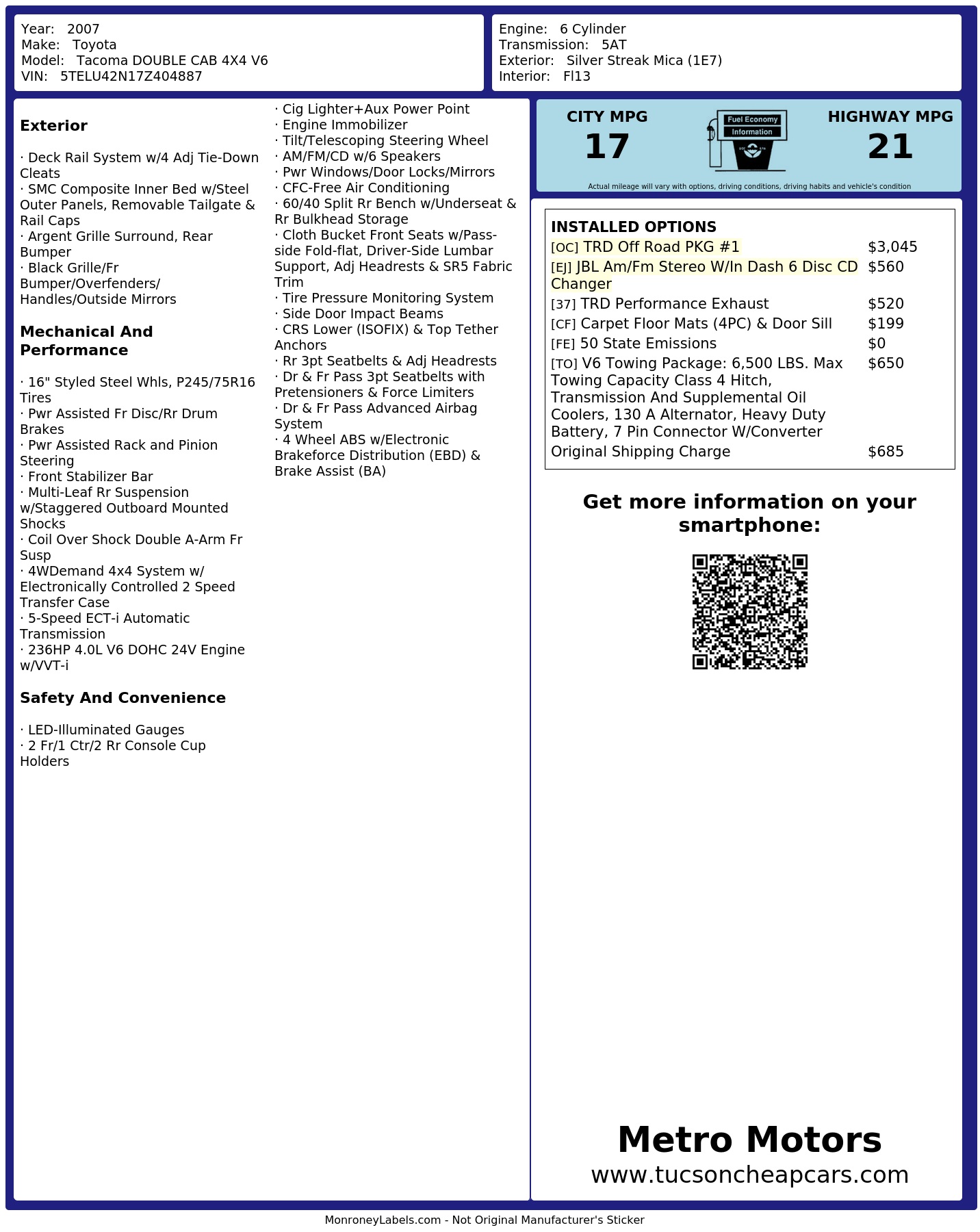 Monroney Label