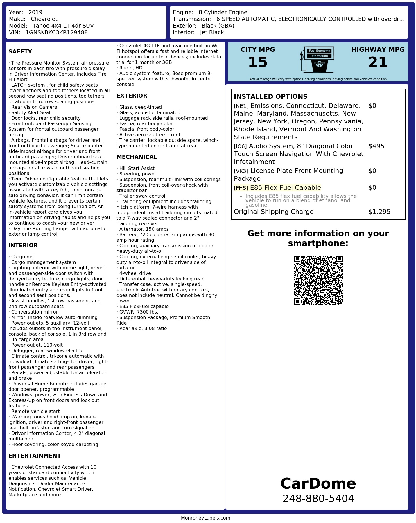 Monroney Label