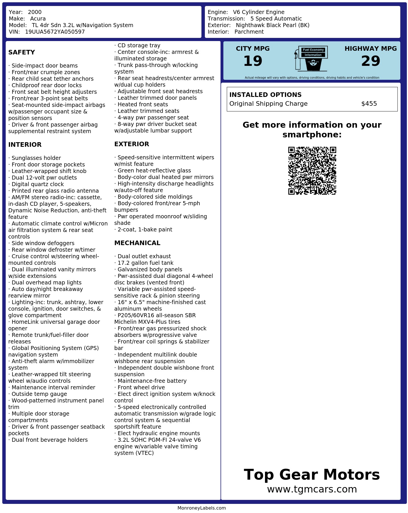 Monroney Label