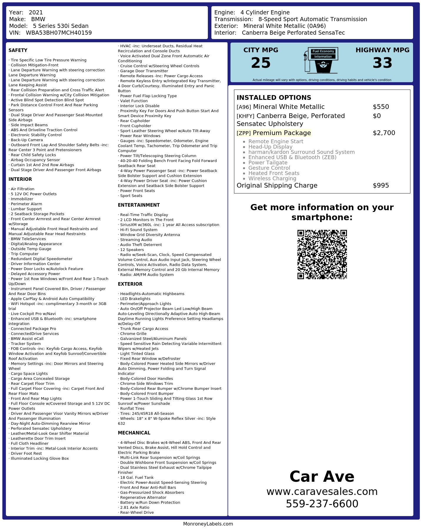 Monroney Label