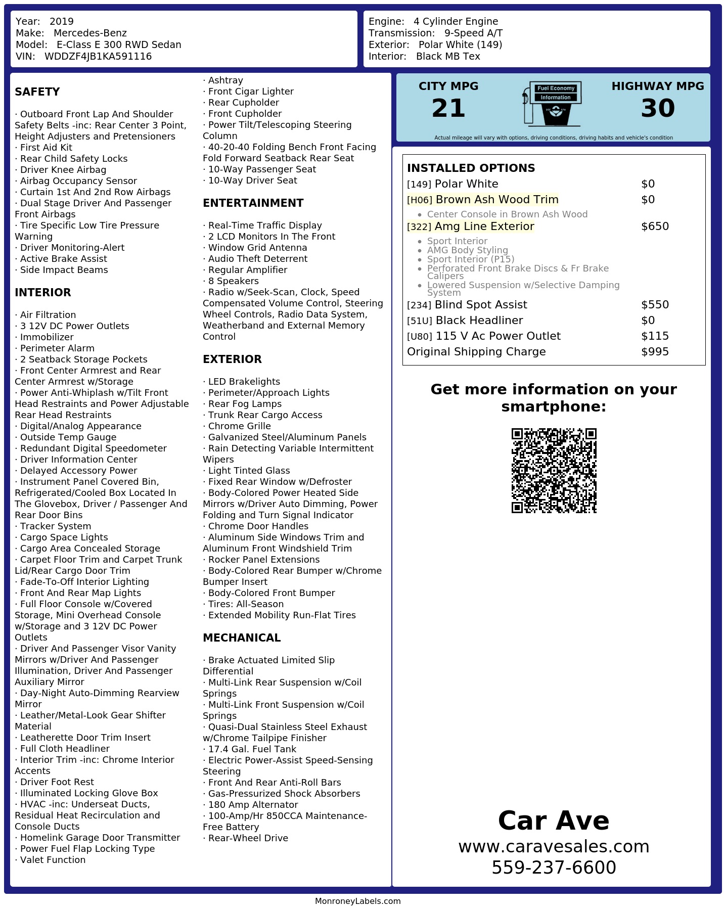 Monroney Label