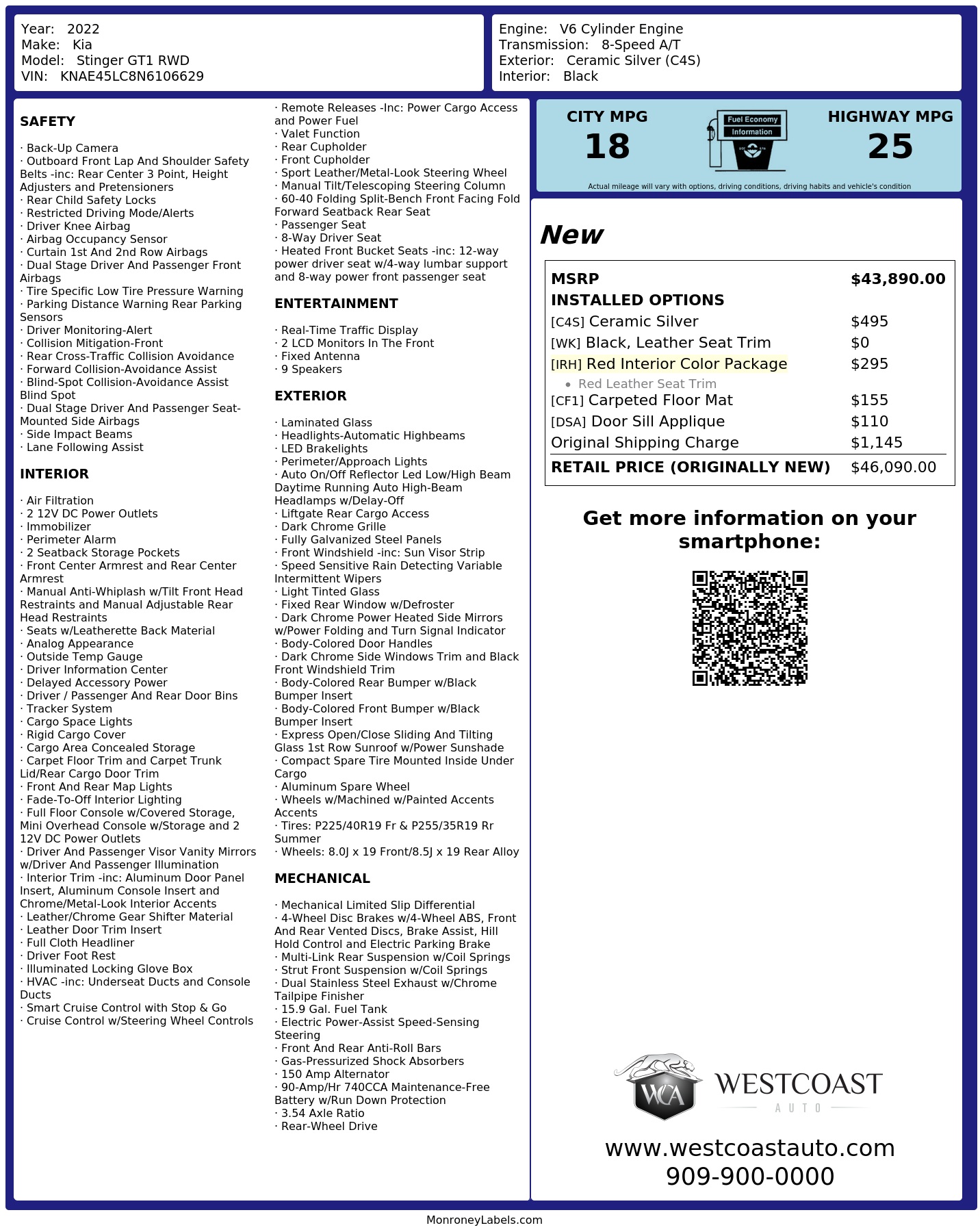 Monroney Label