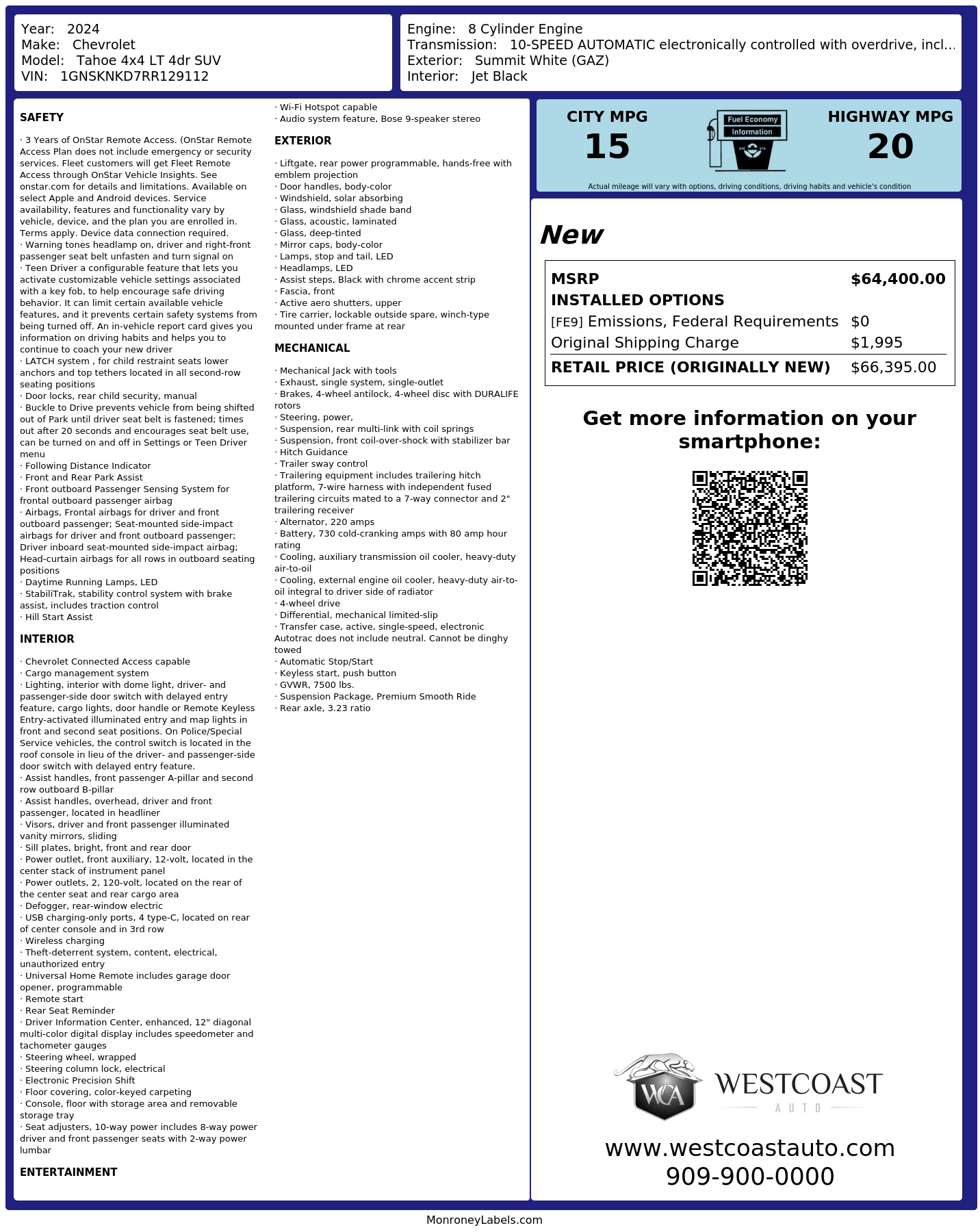 Monroney Label