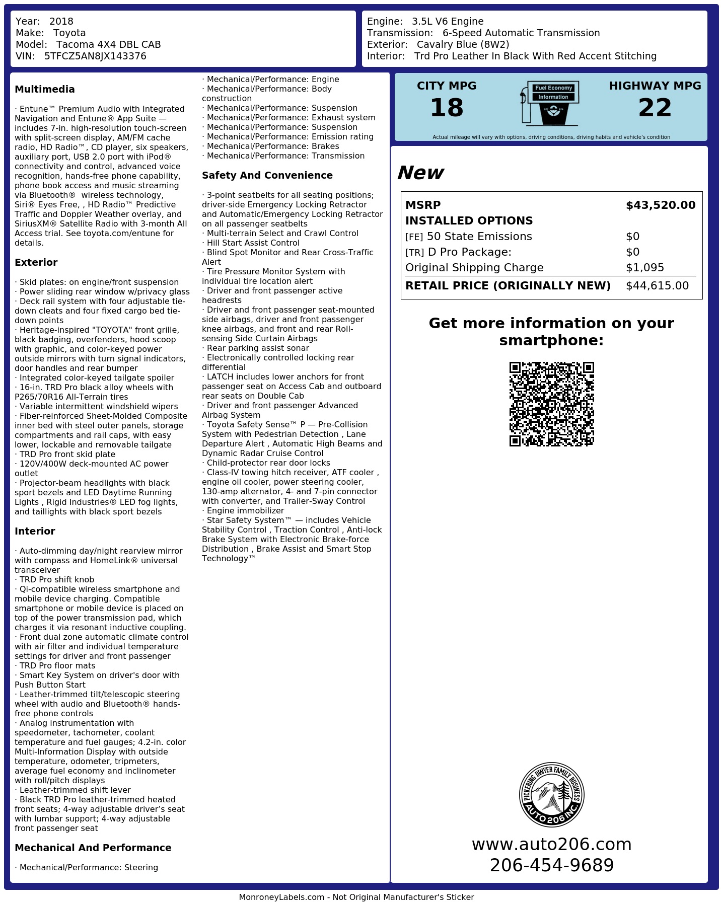 Monroney Label