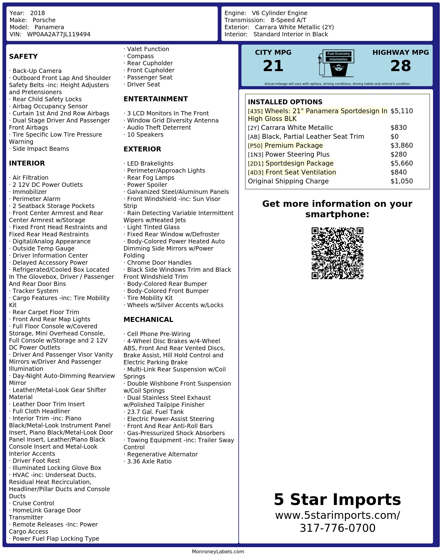 Monroney Label