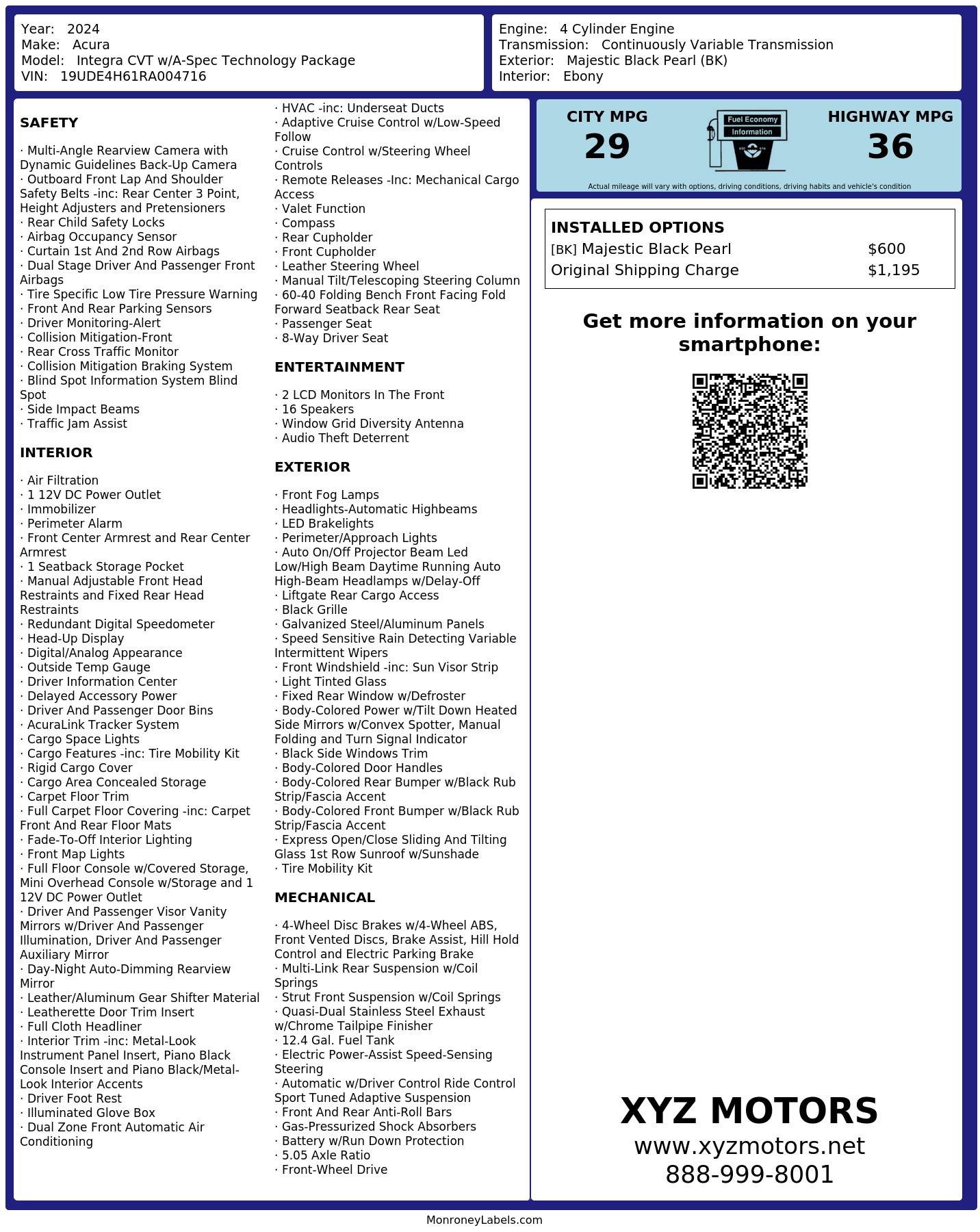Monroney Label