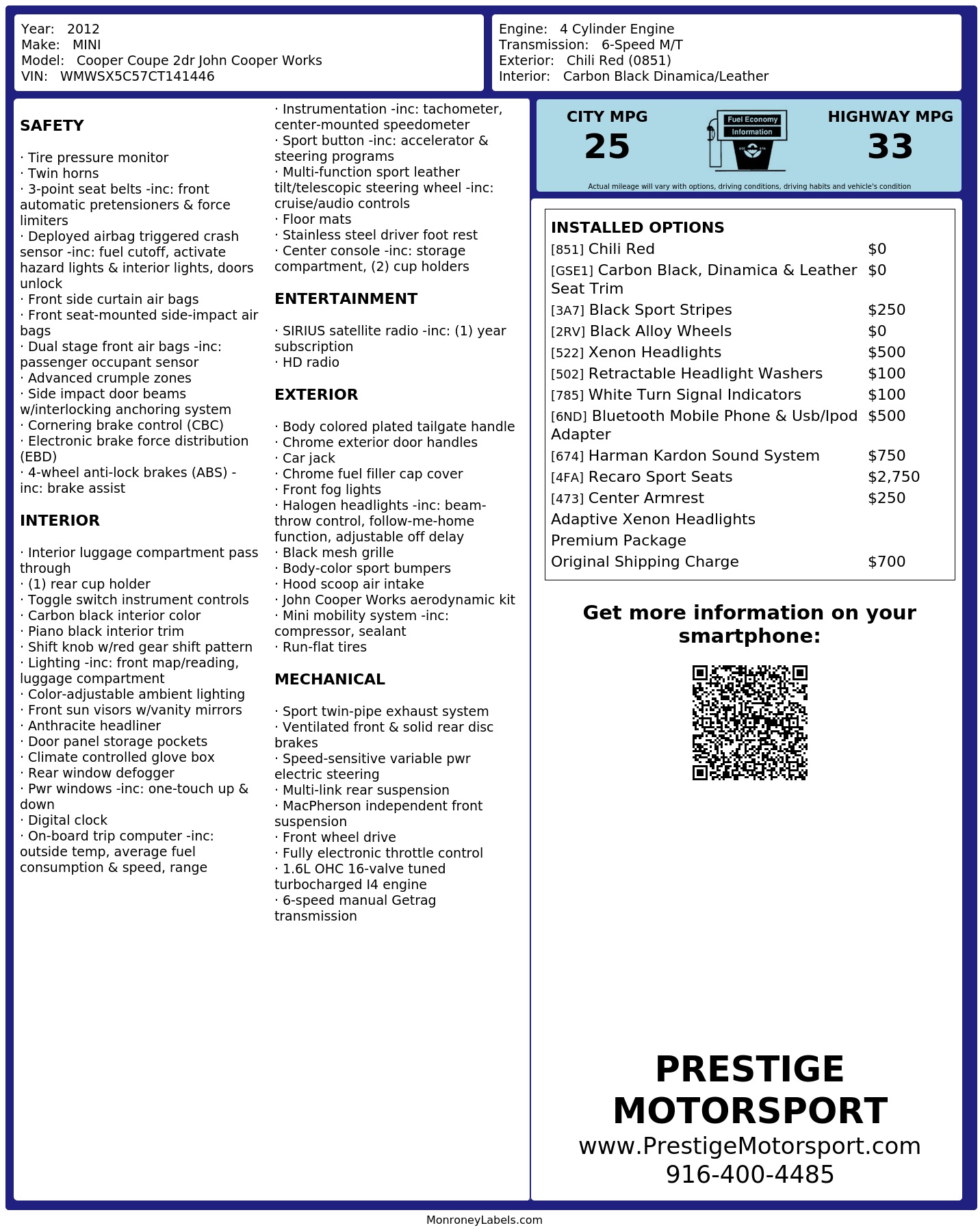 Monroney Label