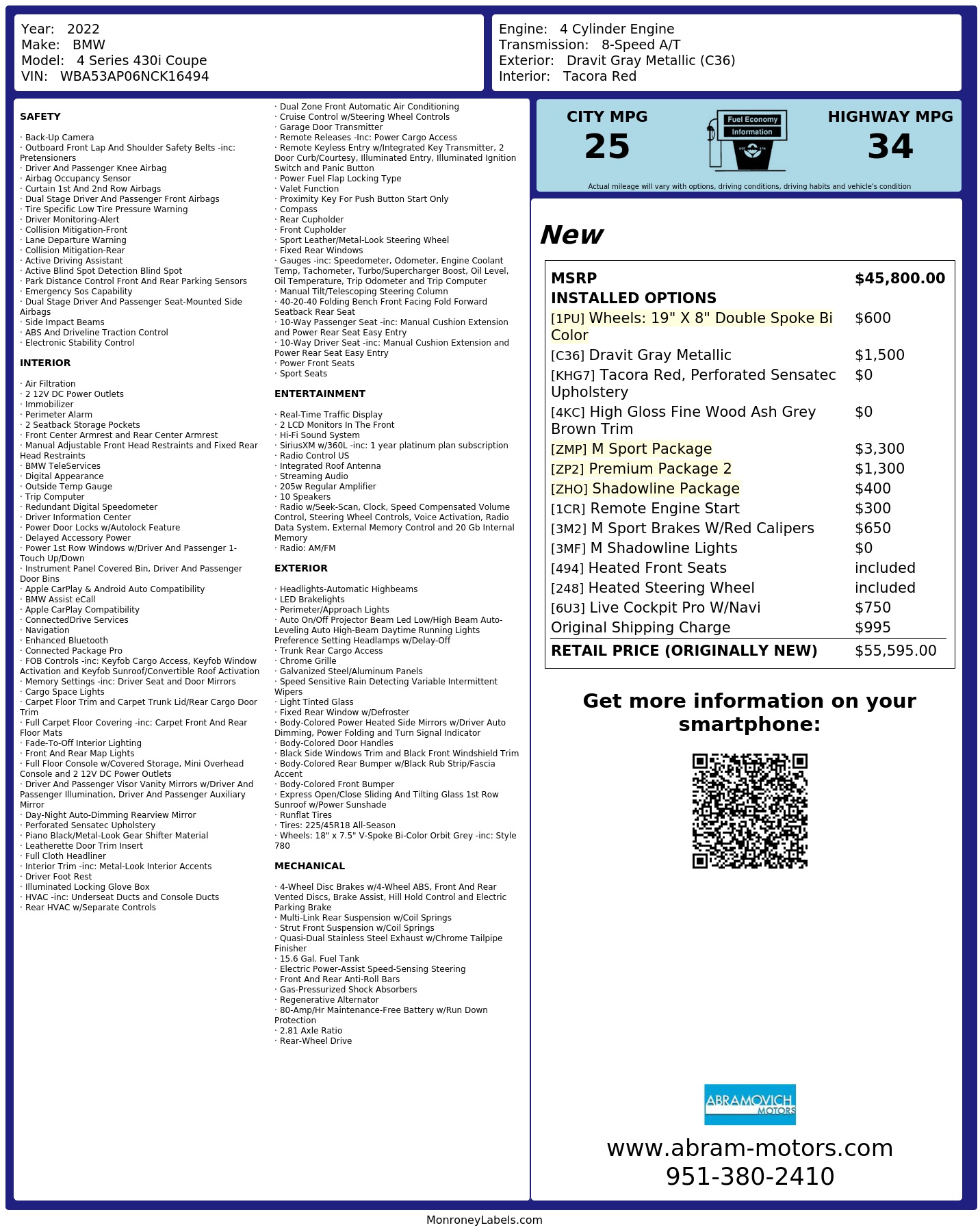 Monroney Label