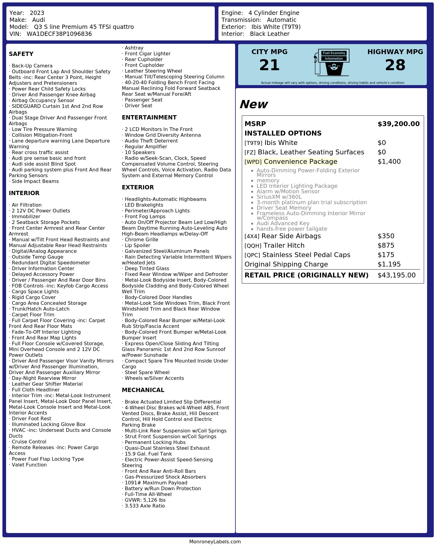 Monroney Label