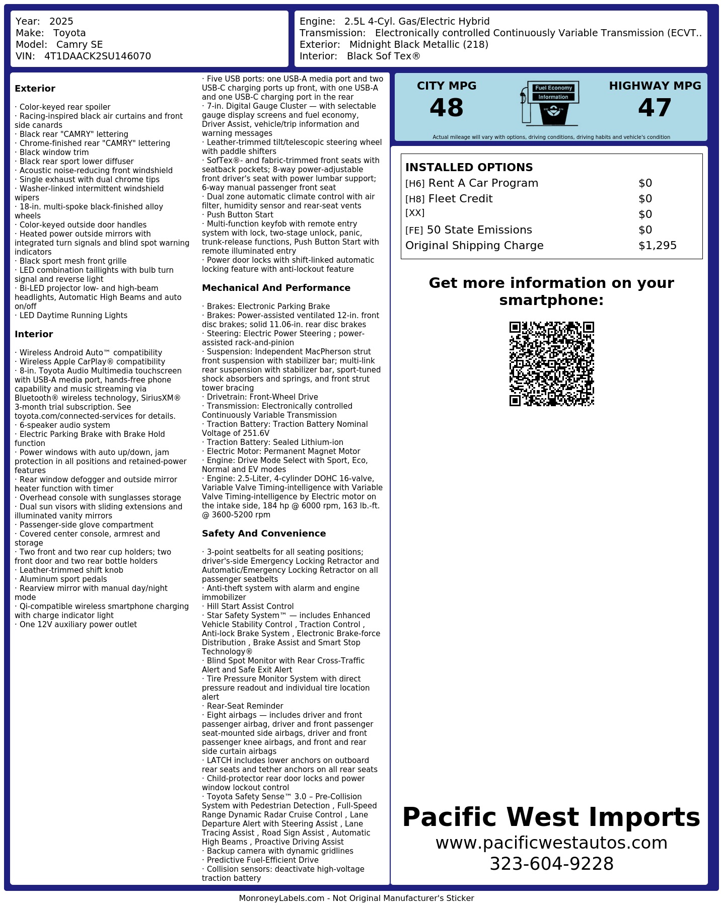 Monroney Label