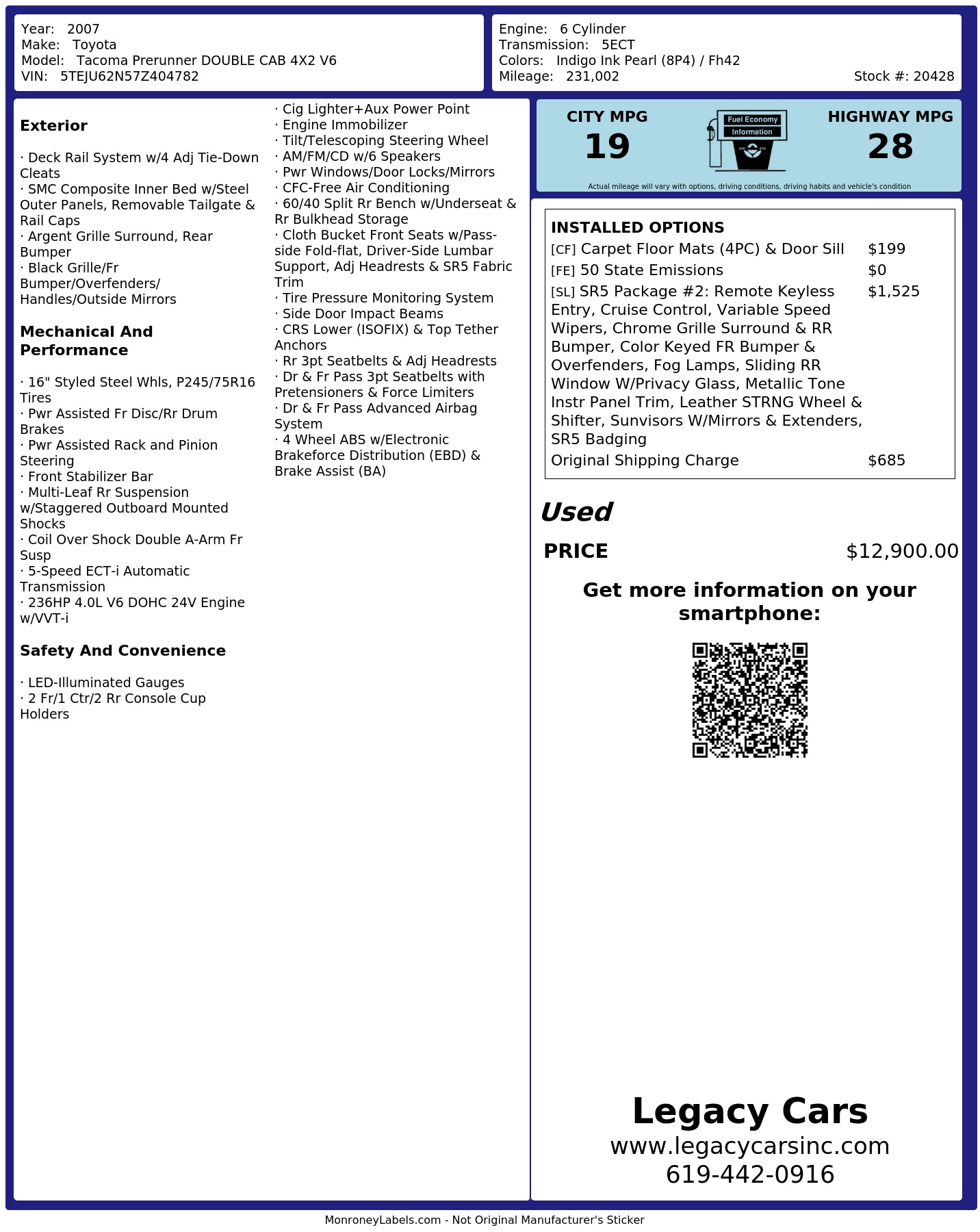 Monroney Label