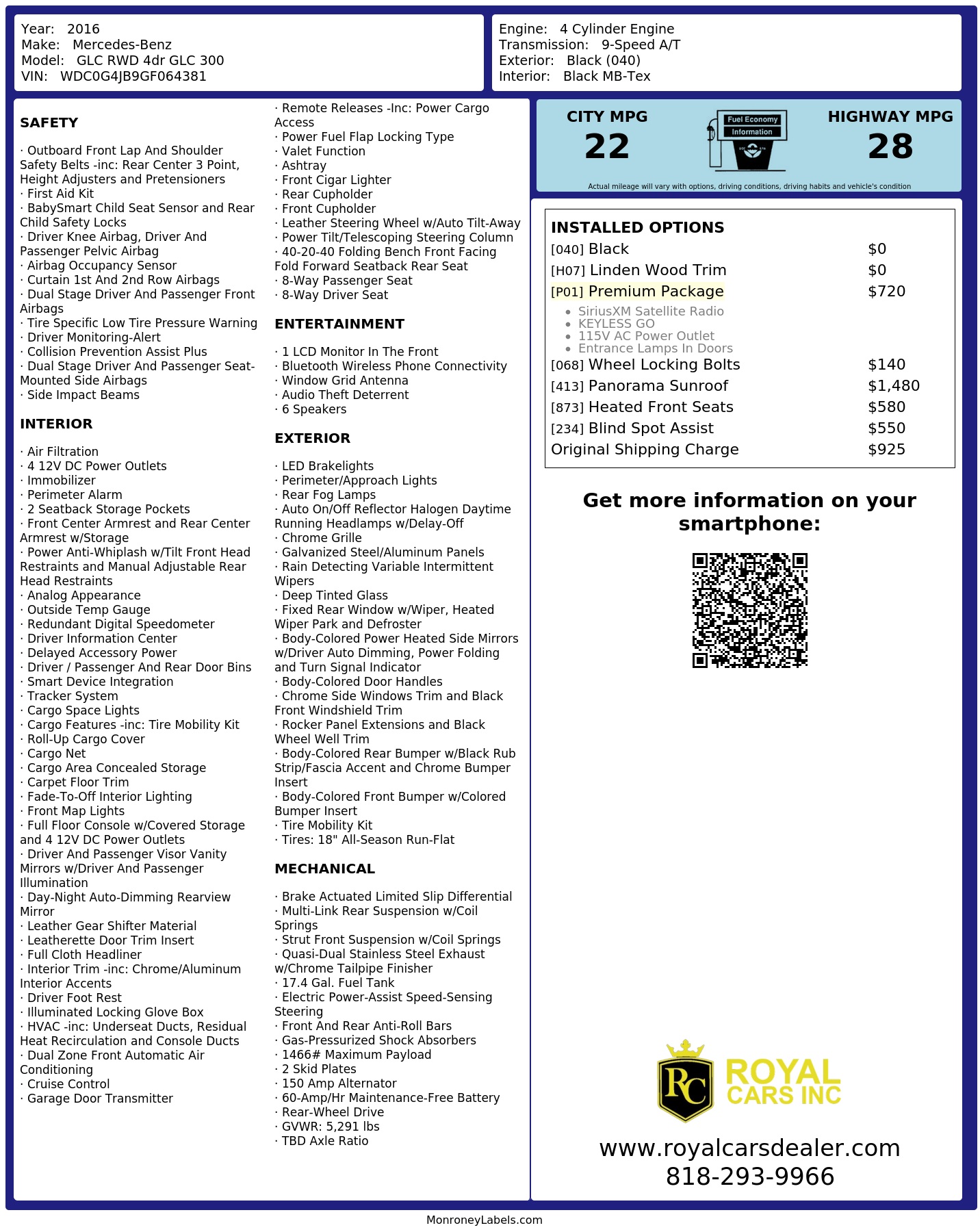 Monroney Label