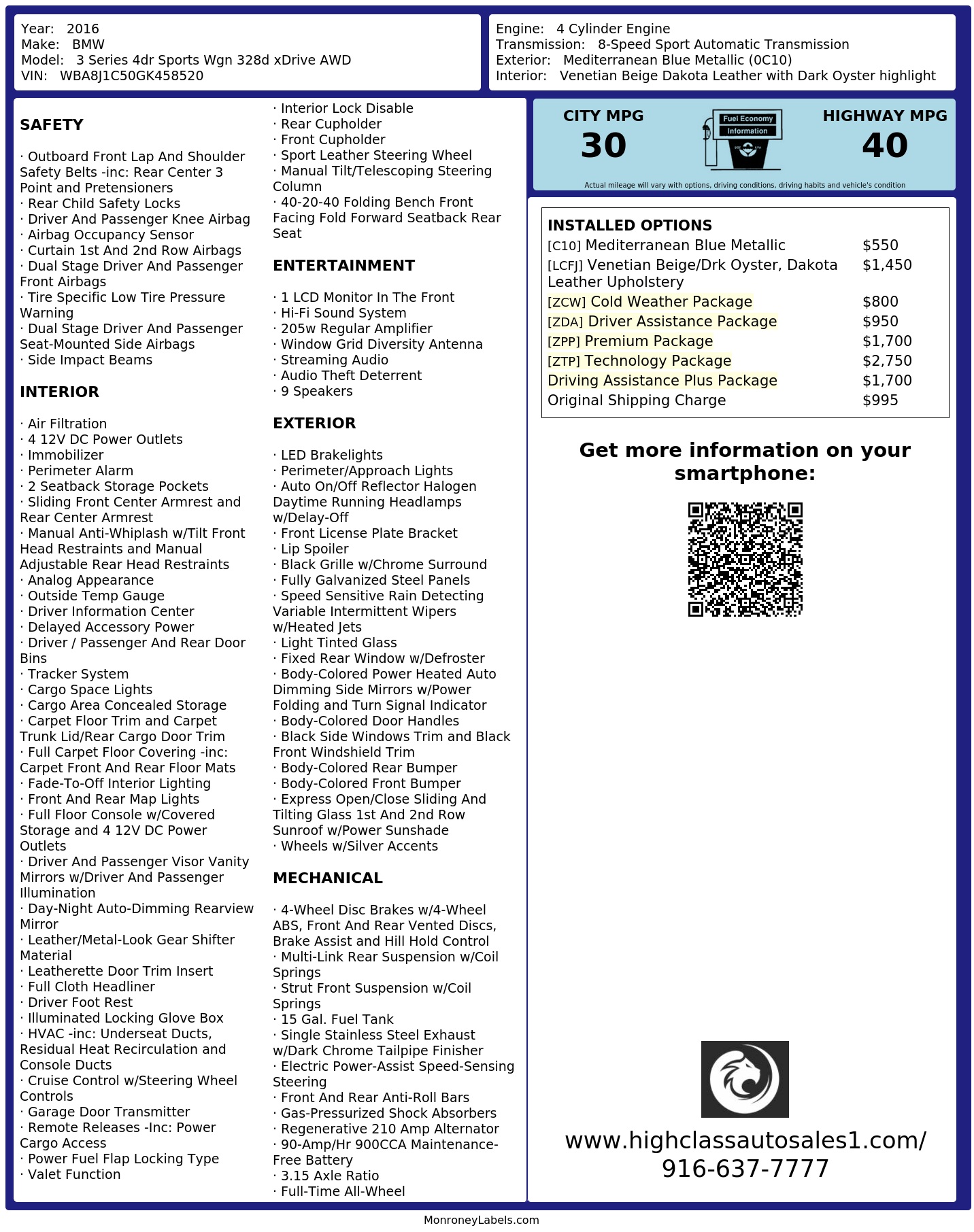 Monroney Label