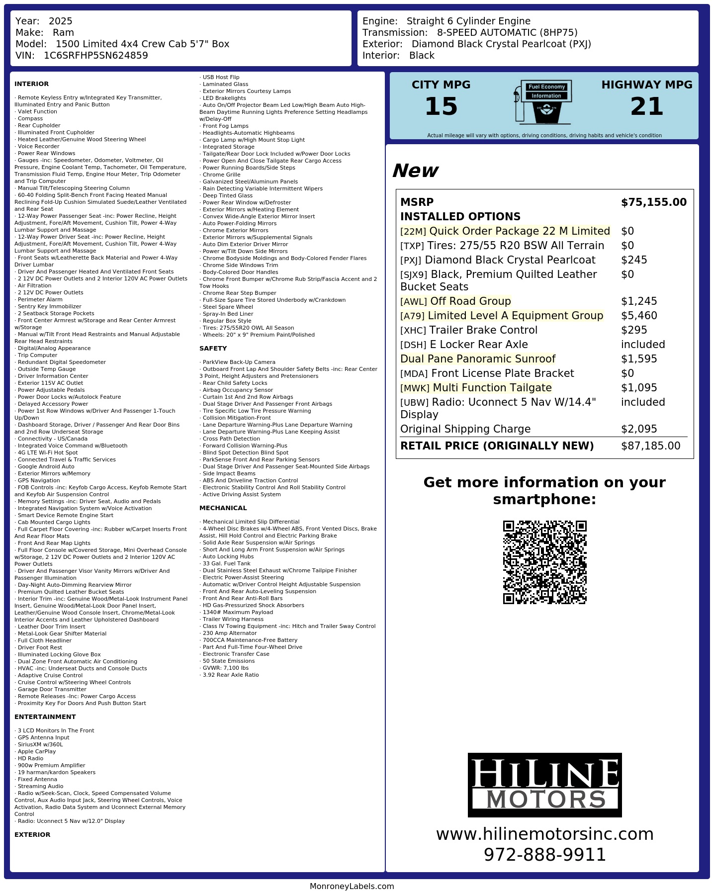 Monroney Label