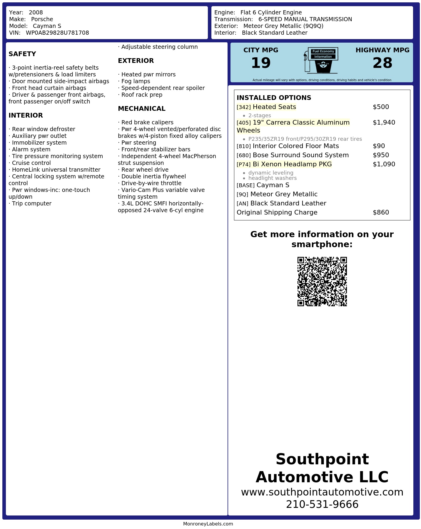 Monroney Label