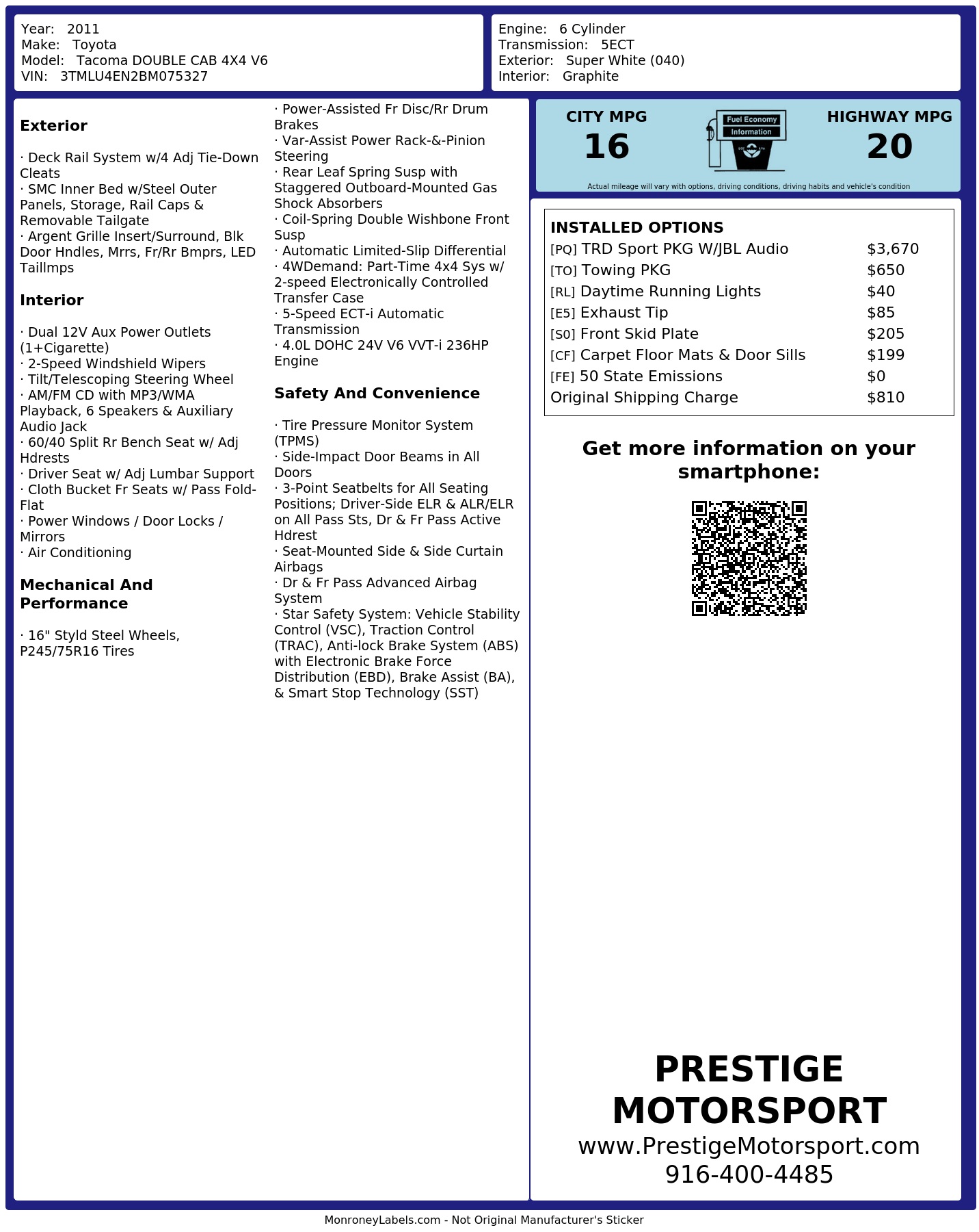Monroney Label