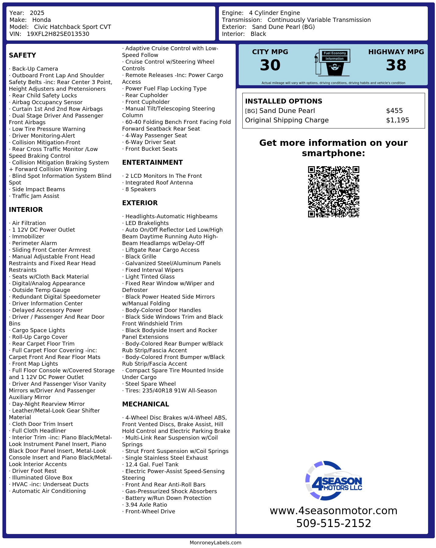 Monroney Label