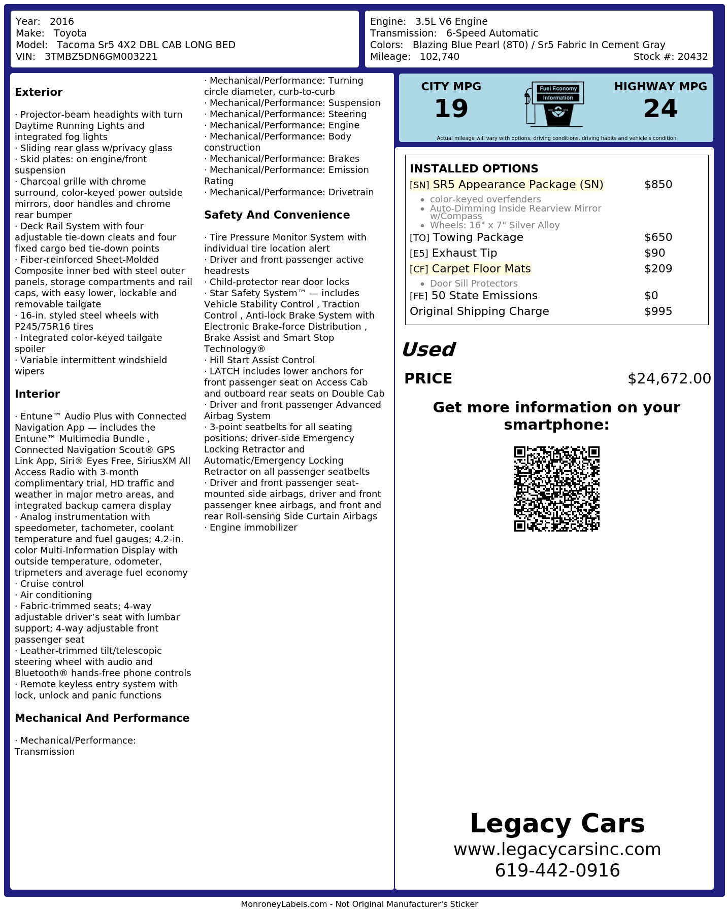 Monroney Label