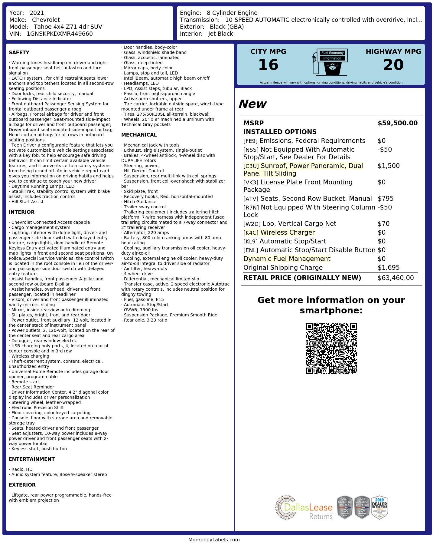 Monroney Label