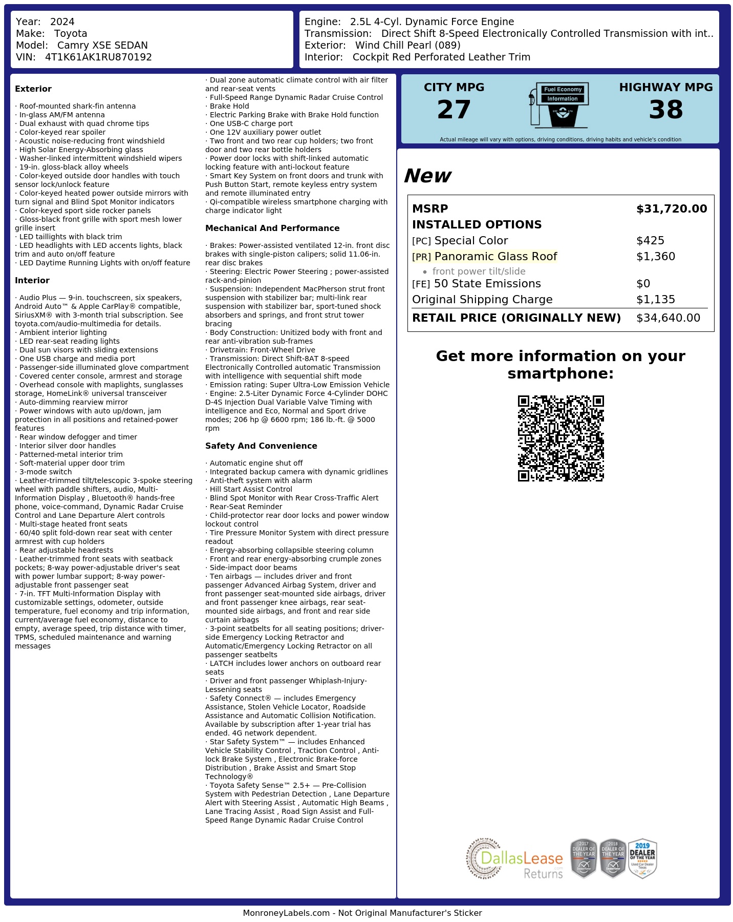 Monroney Label
