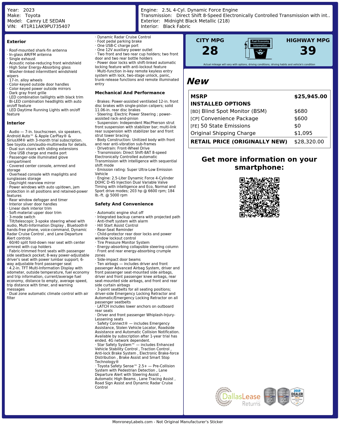 Monroney Label
