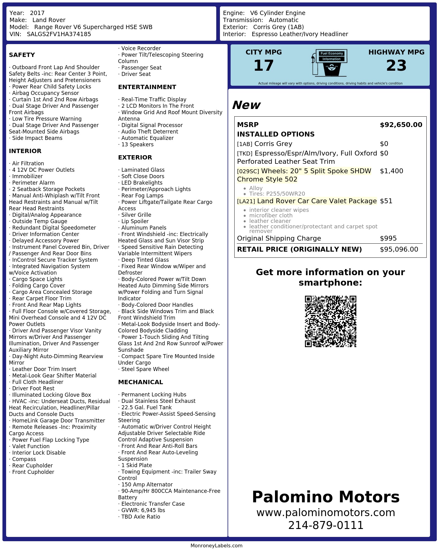 Monroney Label