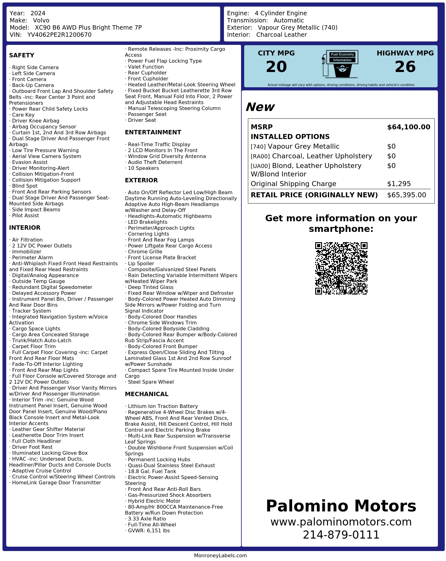 Monroney Label