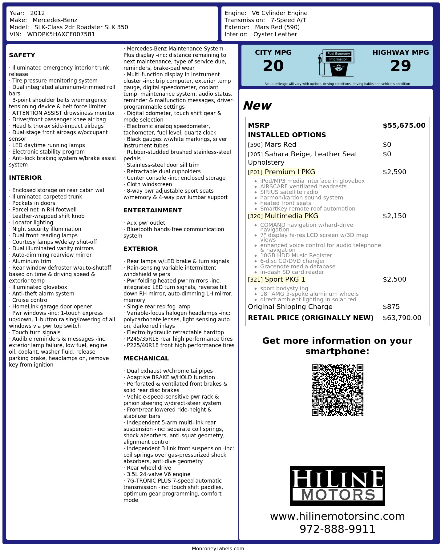 Monroney Label