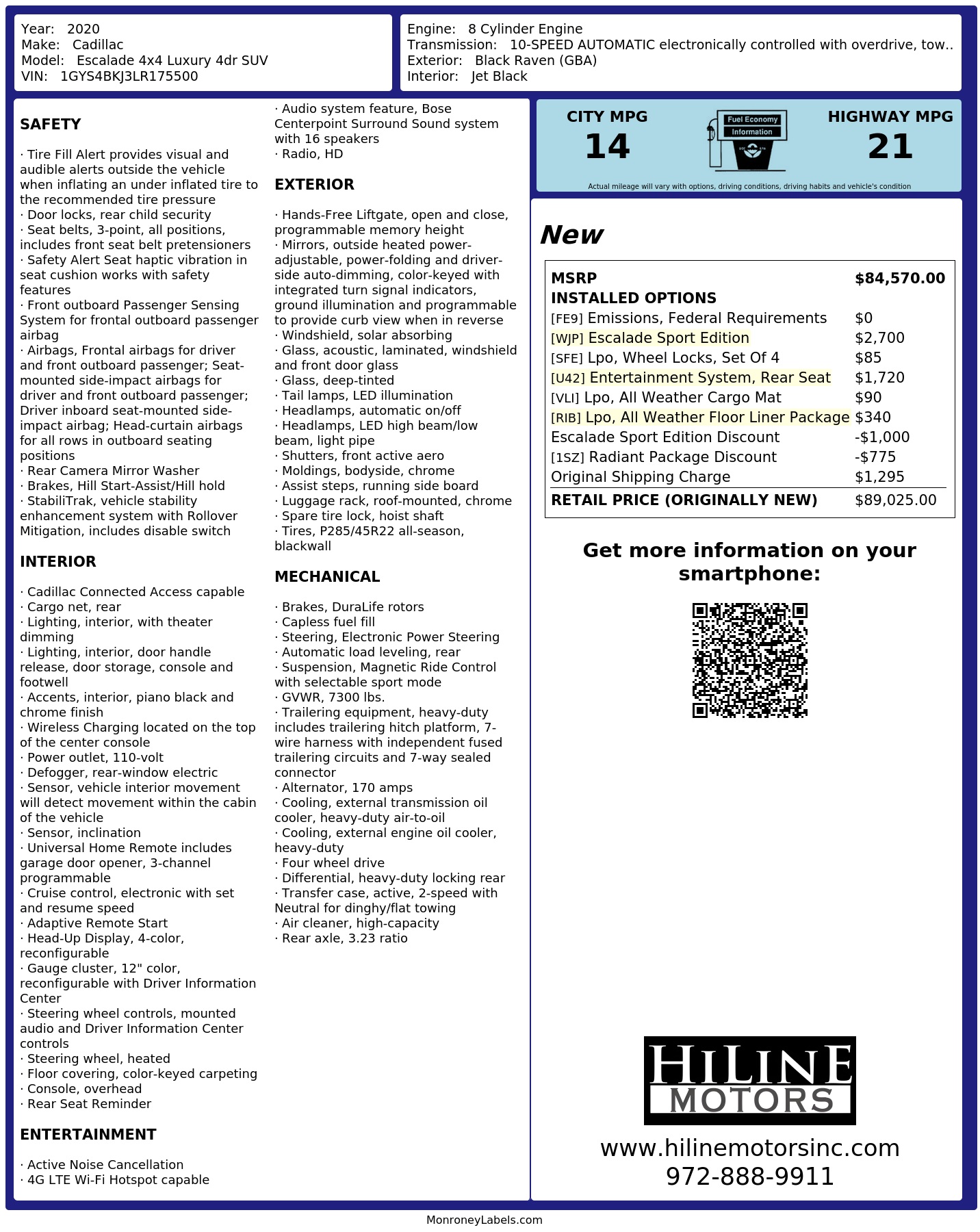 Monroney Label
