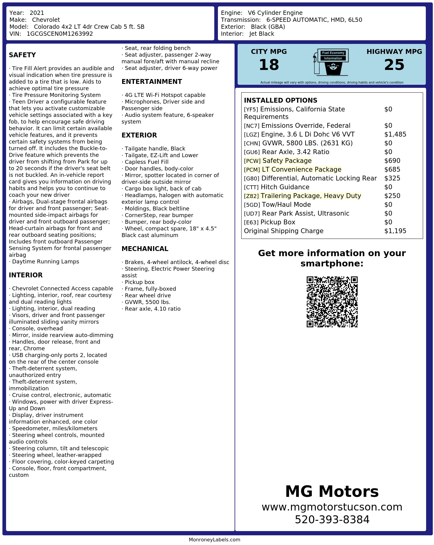 Monroney Label