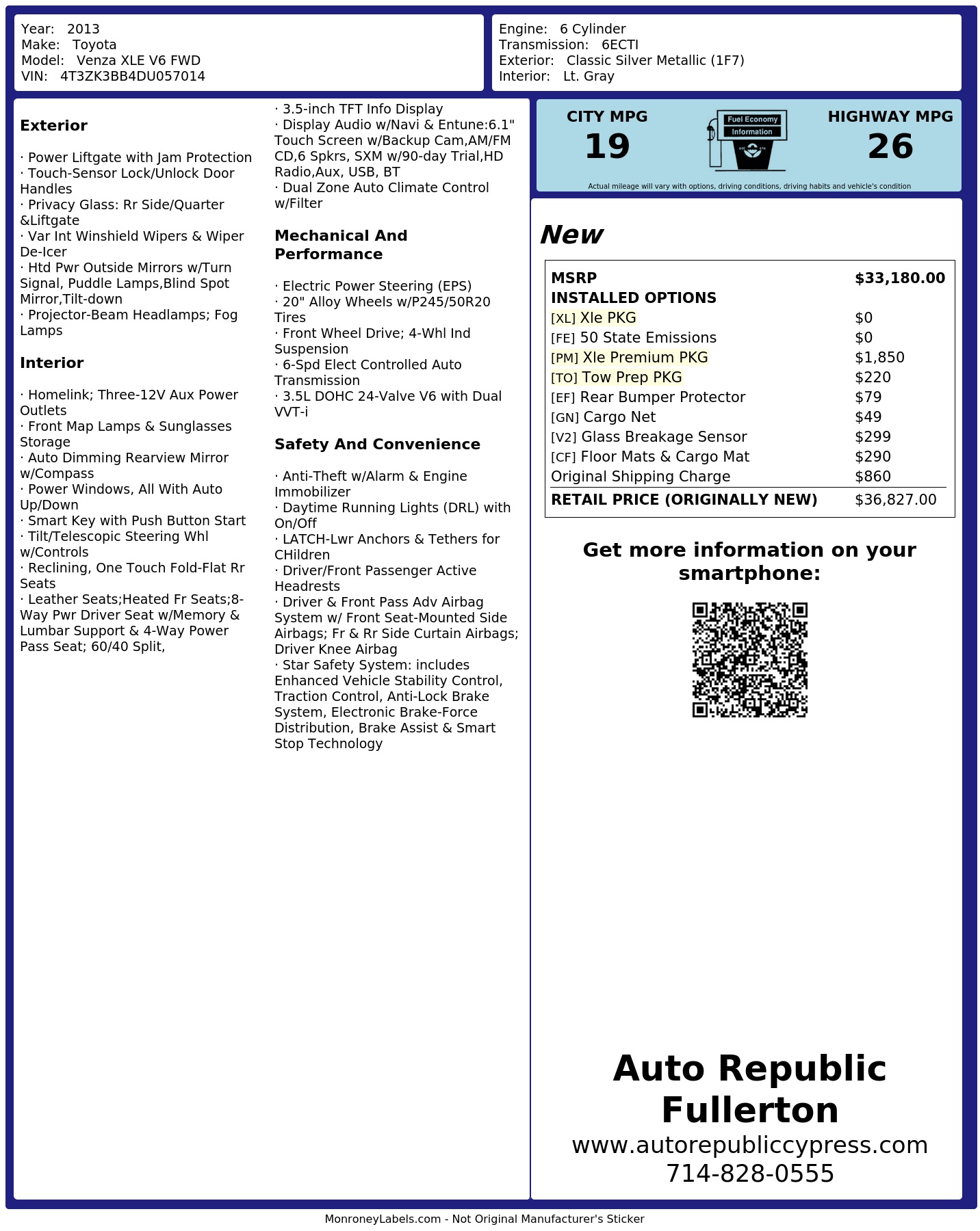 Monroney Label