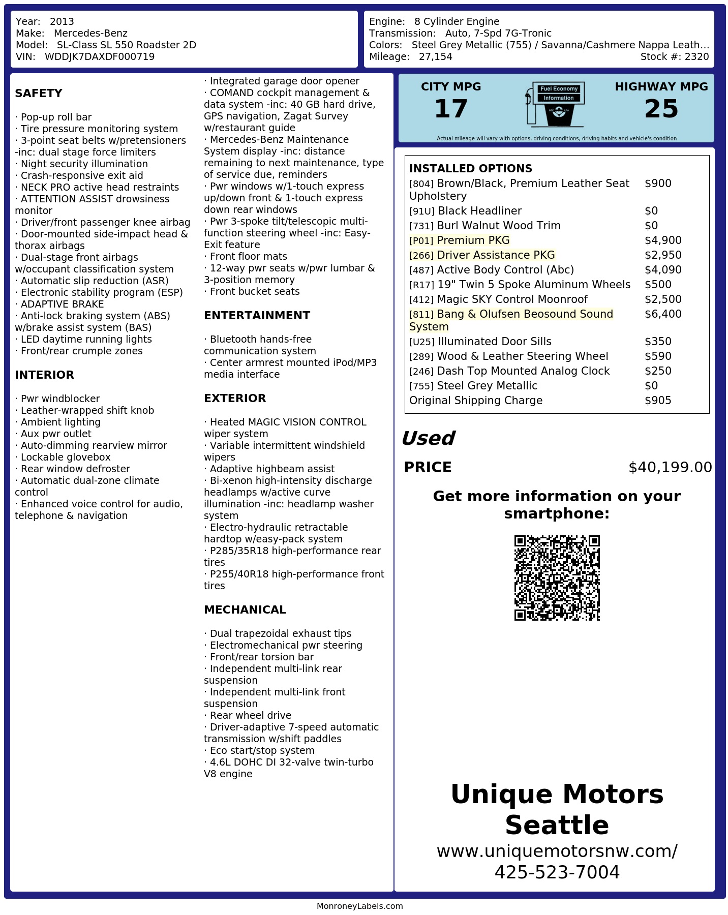 Monroney Label