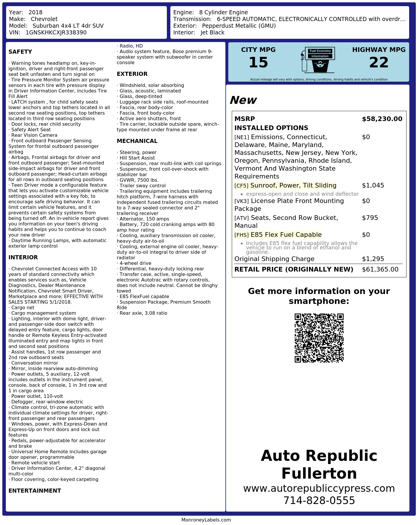 Monroney Label
