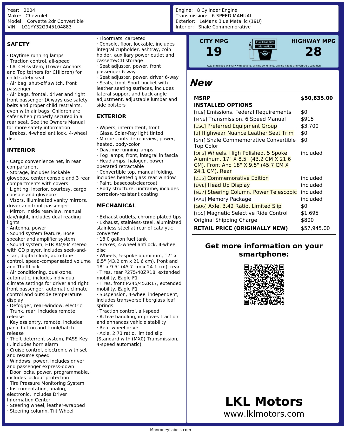 Monroney Label