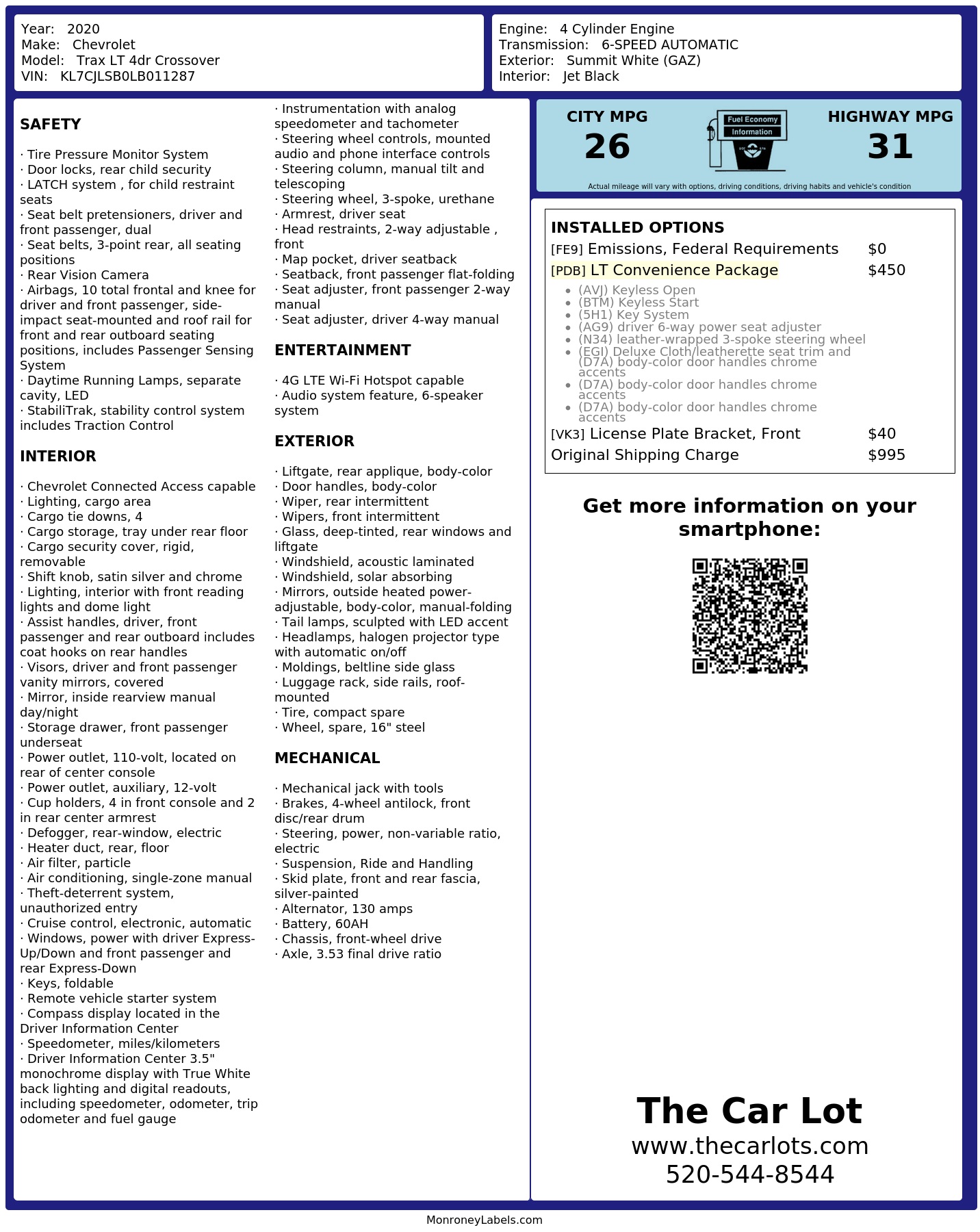 Monroney Label