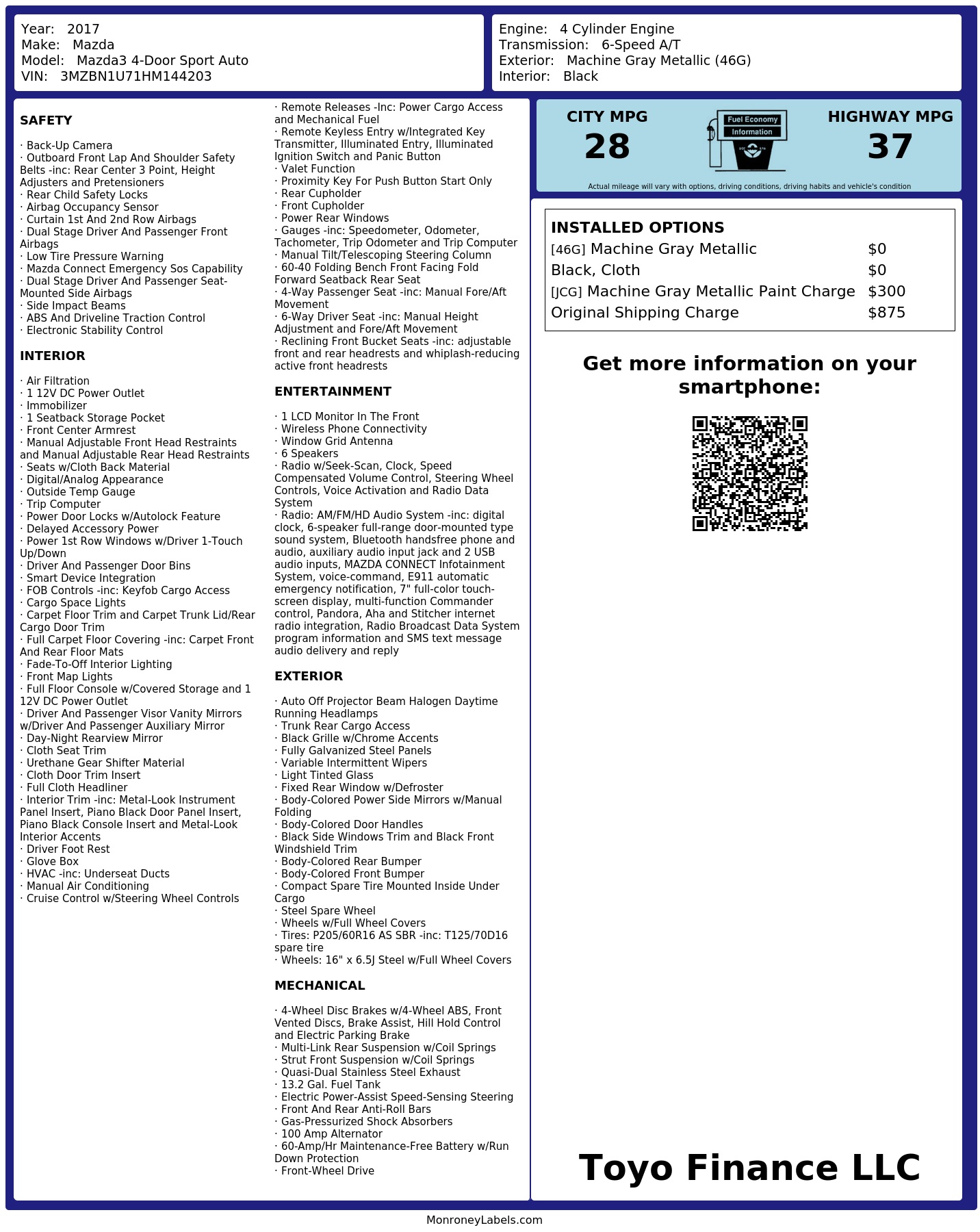 Monroney Label