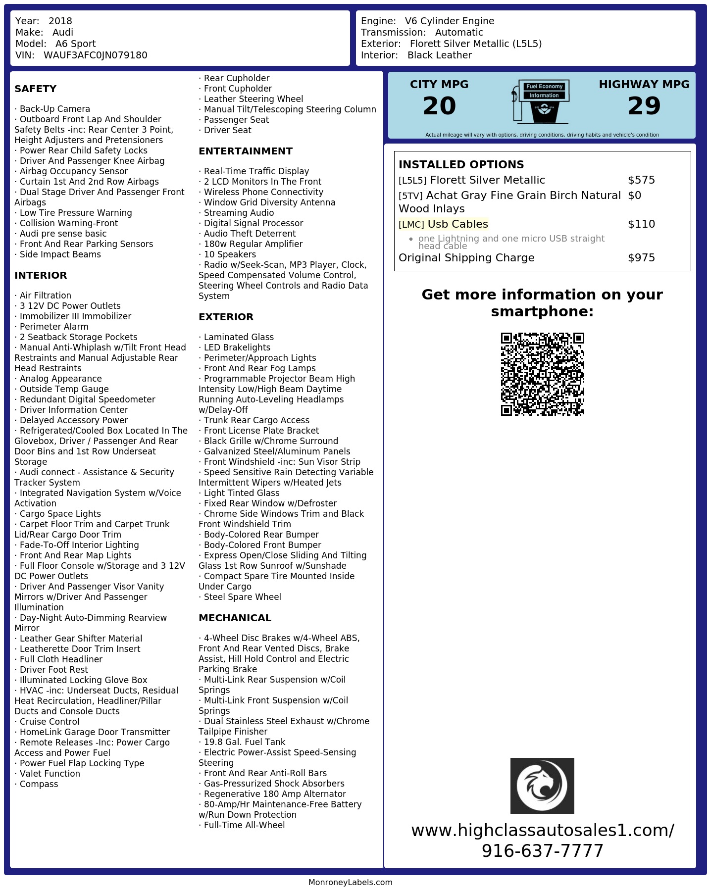 Monroney Label