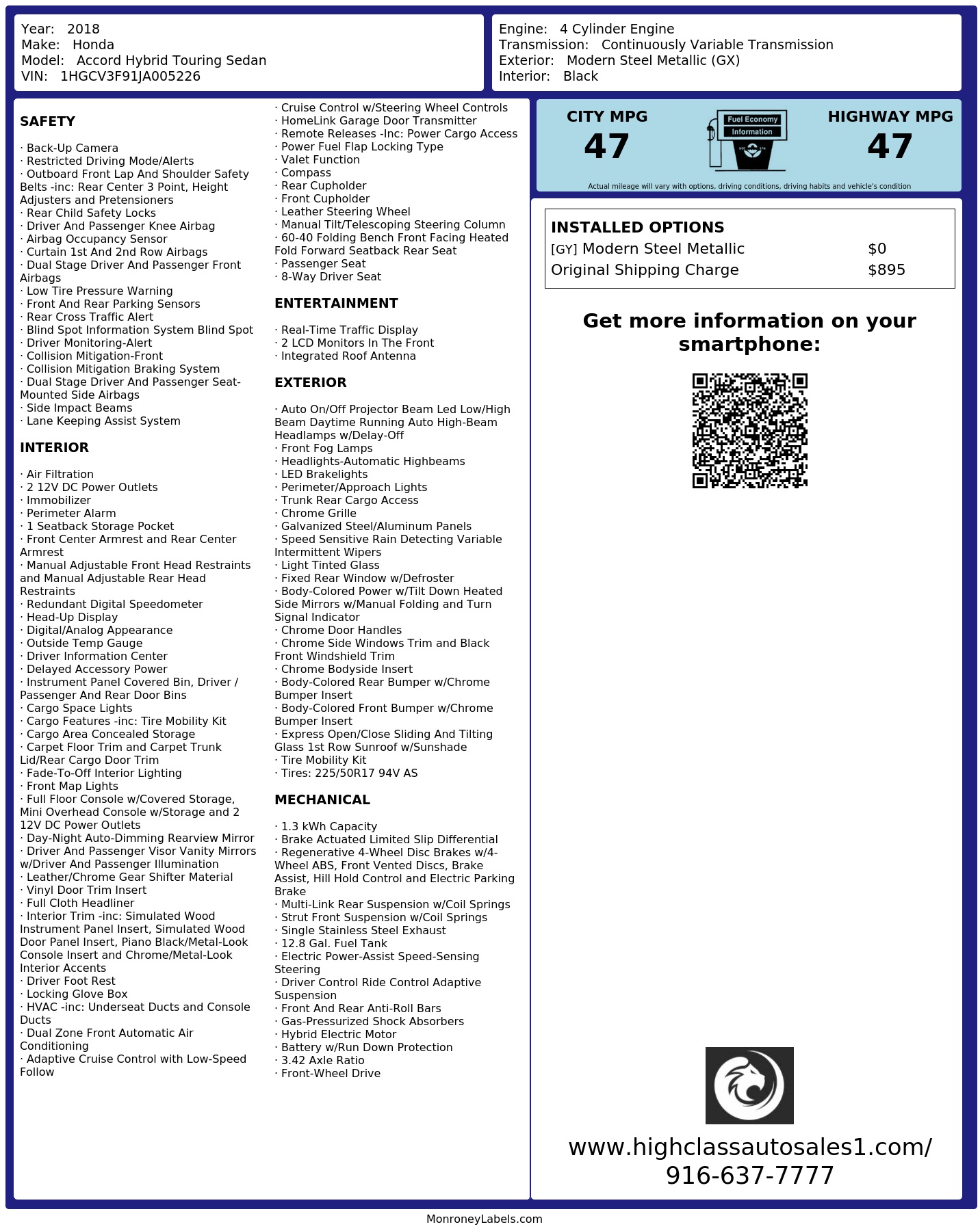 Monroney Label