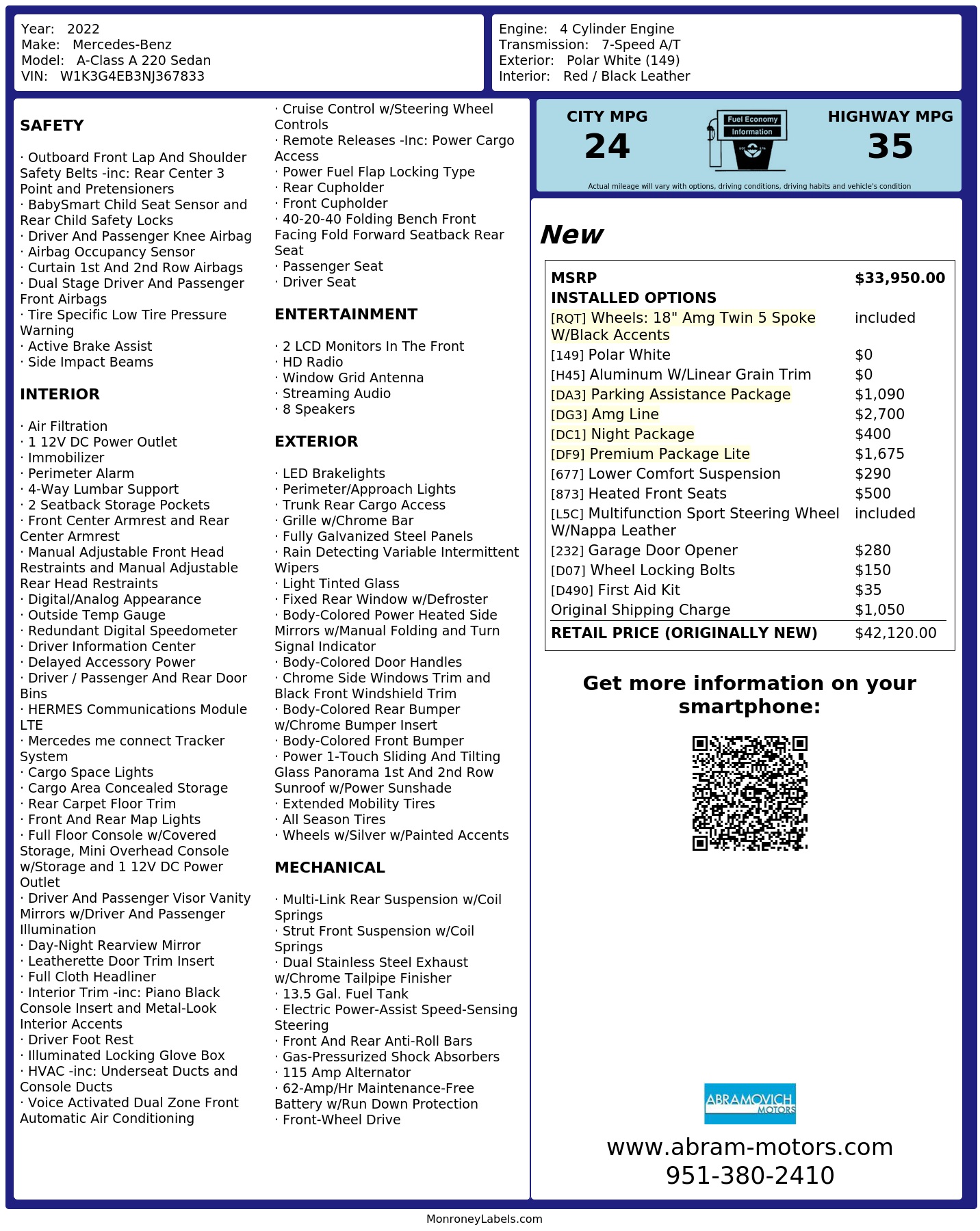 Monroney Label